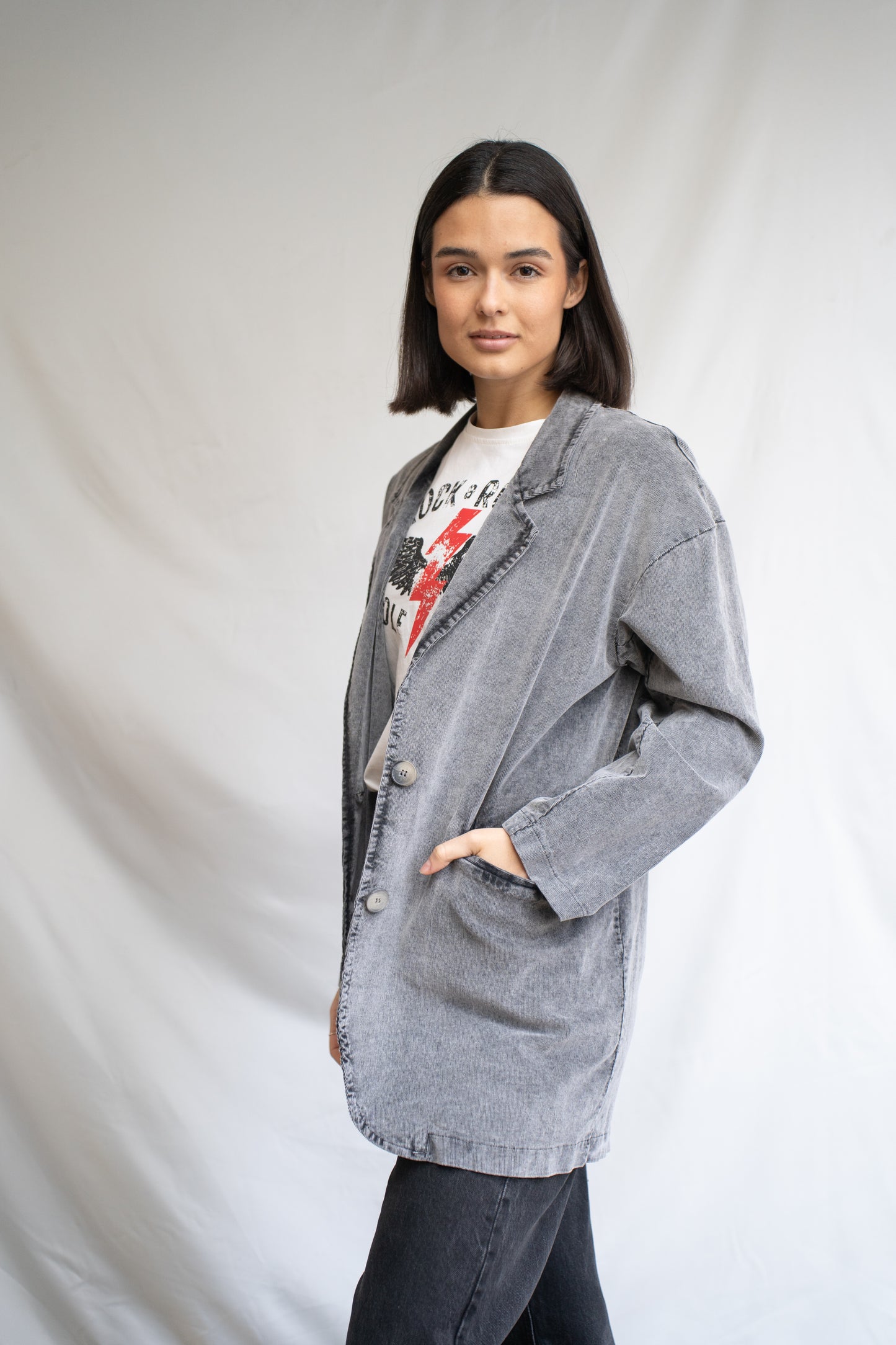 Blazer Úrsula Gris Cotelé-Chaqueta-Picaflor