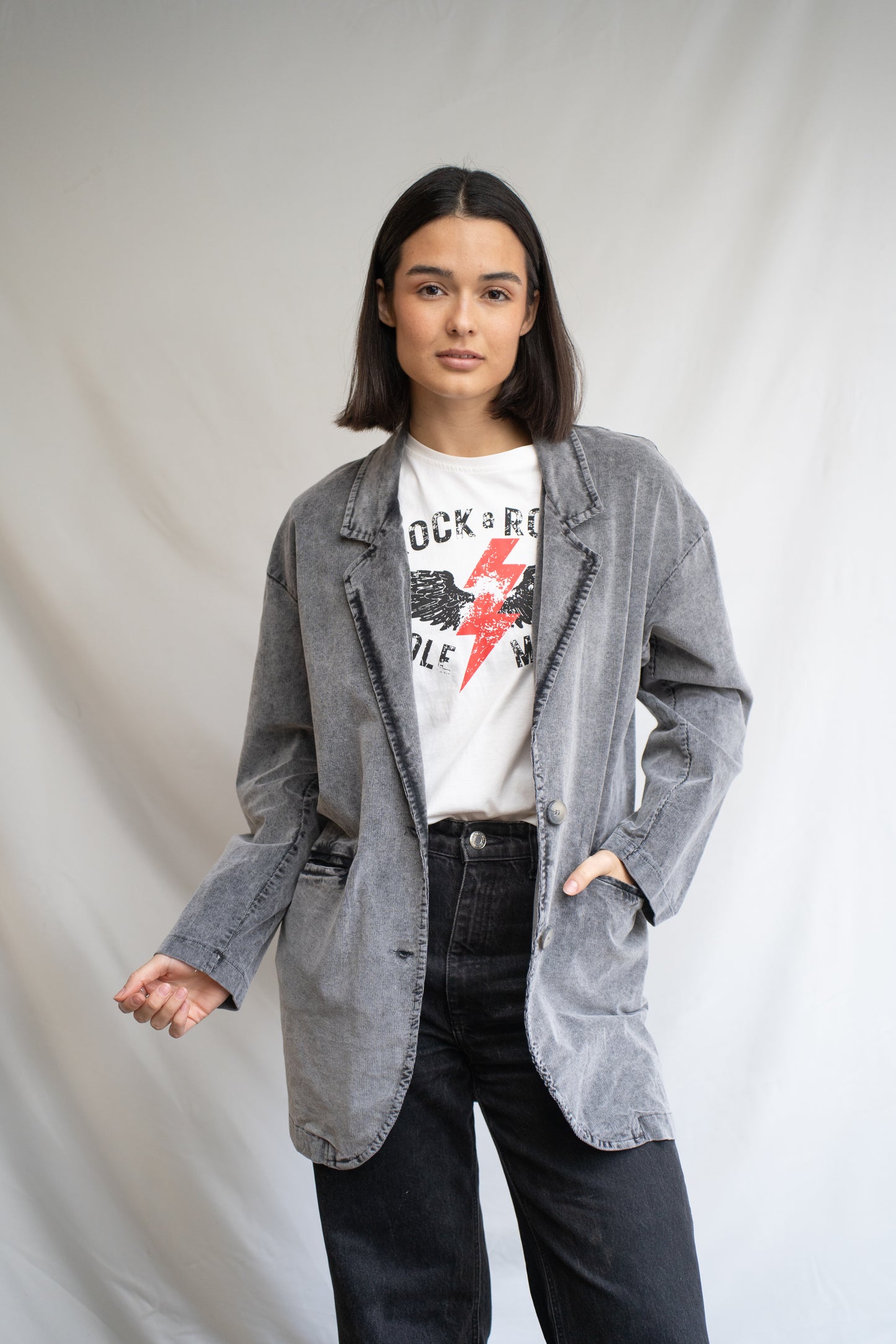Blazer Úrsula Gris Cotelé-Chaqueta-Picaflor