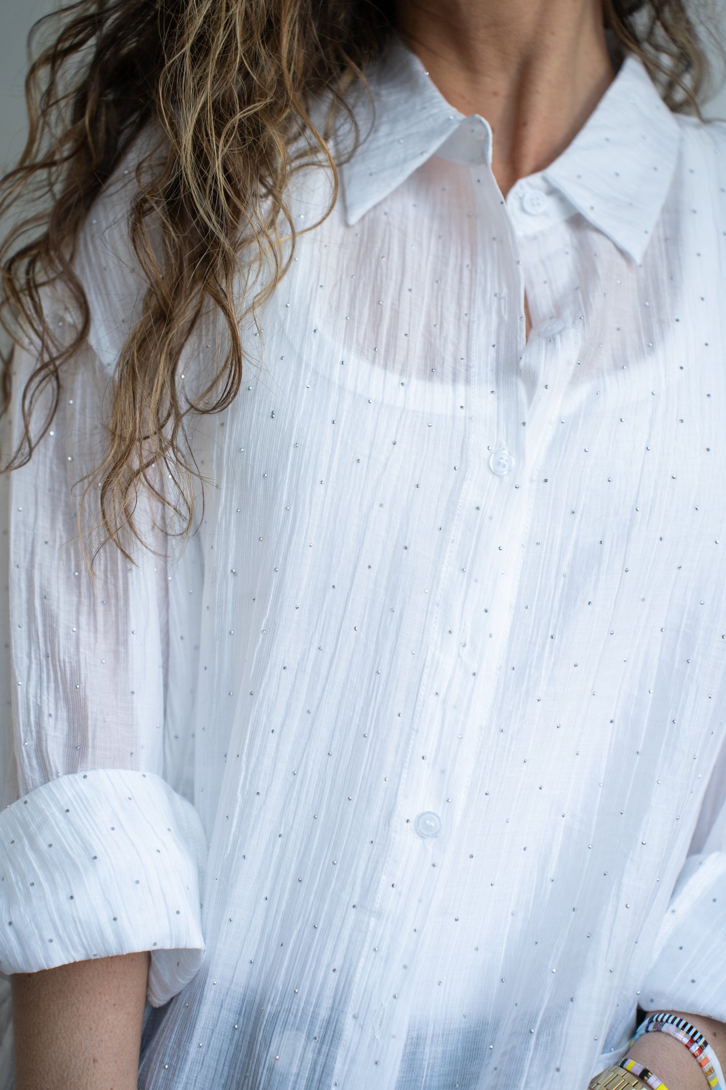 Blusa Bibu Blanca Brillos