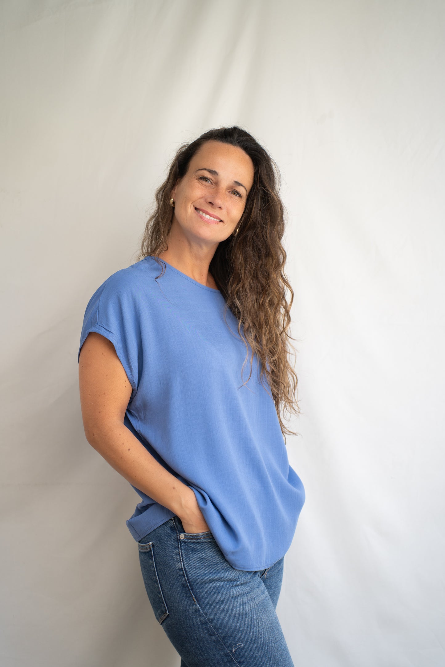Blusa lino Lara Azul