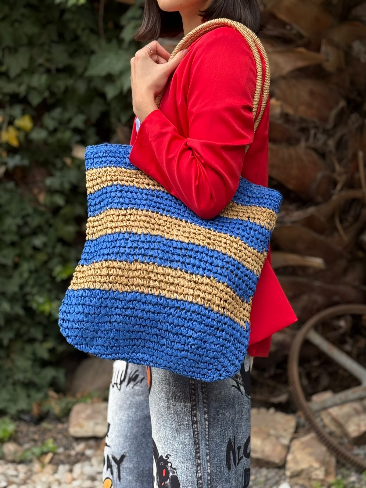 Bolso de Mano Malti Azul Yute