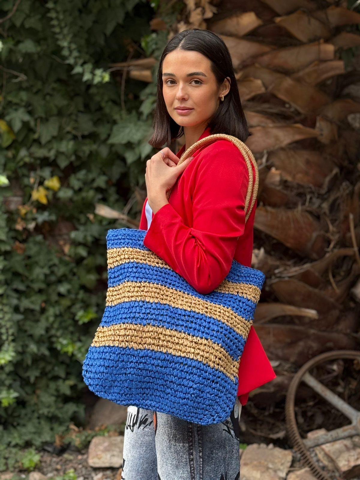 Bolso de Mano Malti Azul Yute