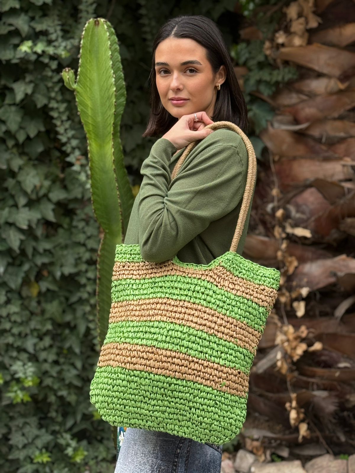 Bolso de Mano Malti Verde Yute