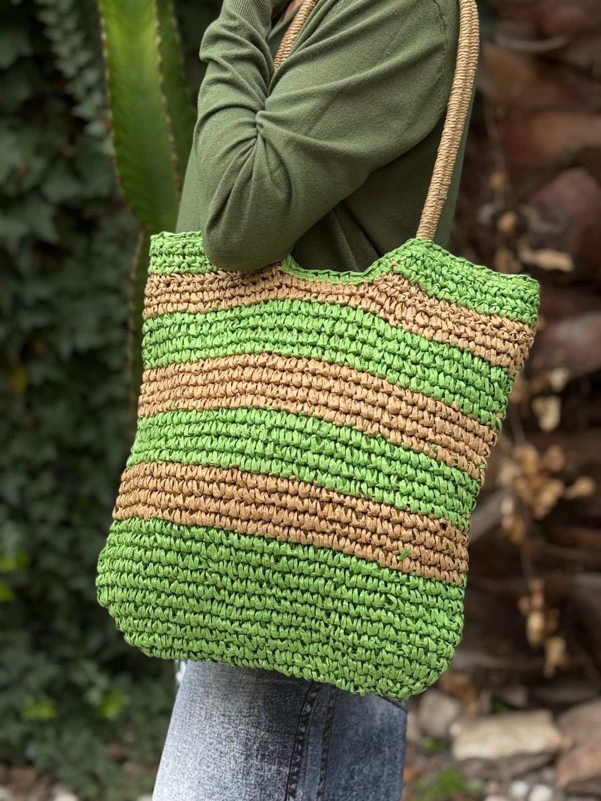 Bolso de Mano Malti Verde Yute