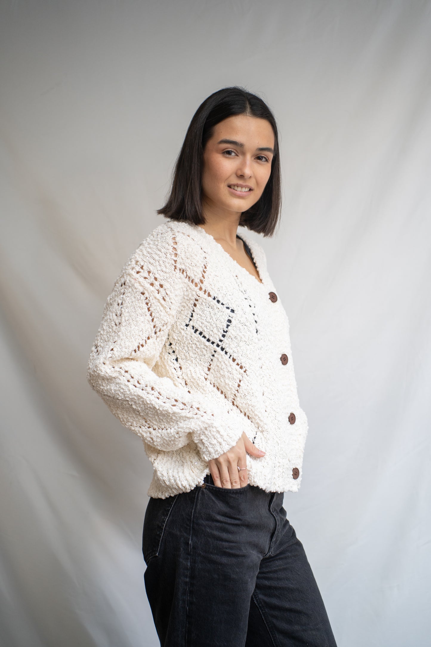 Chaleco Gabi Crema Tejido