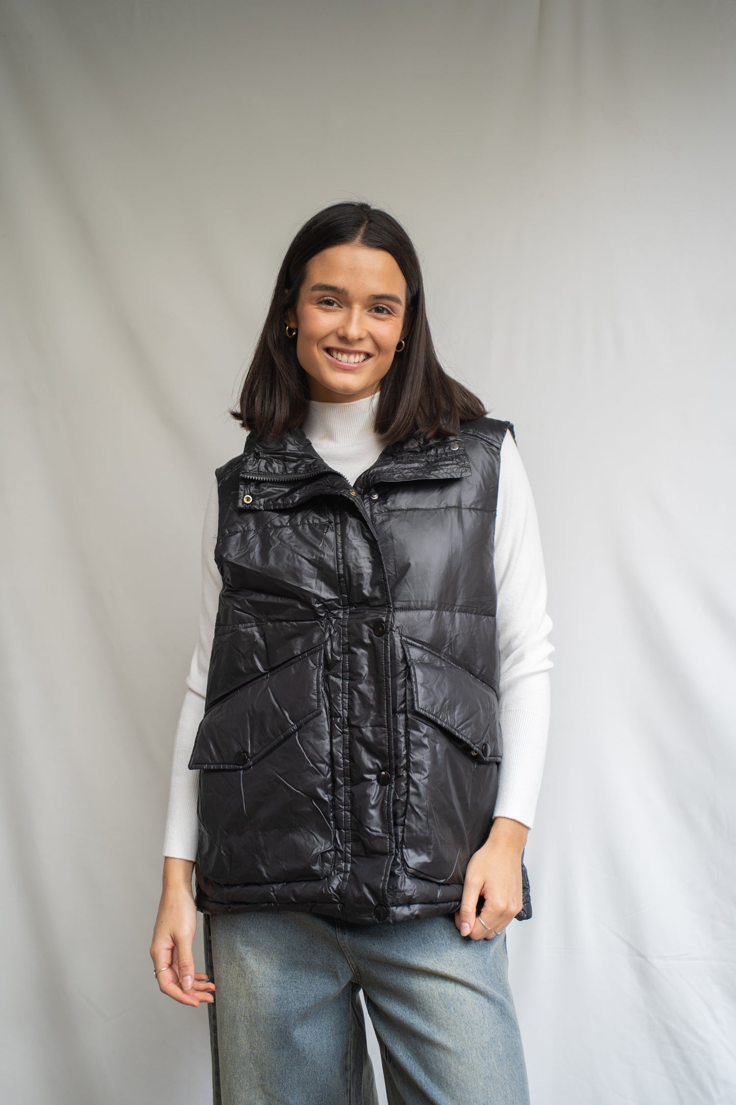 Parka de pluma Lifting Negra Brillos