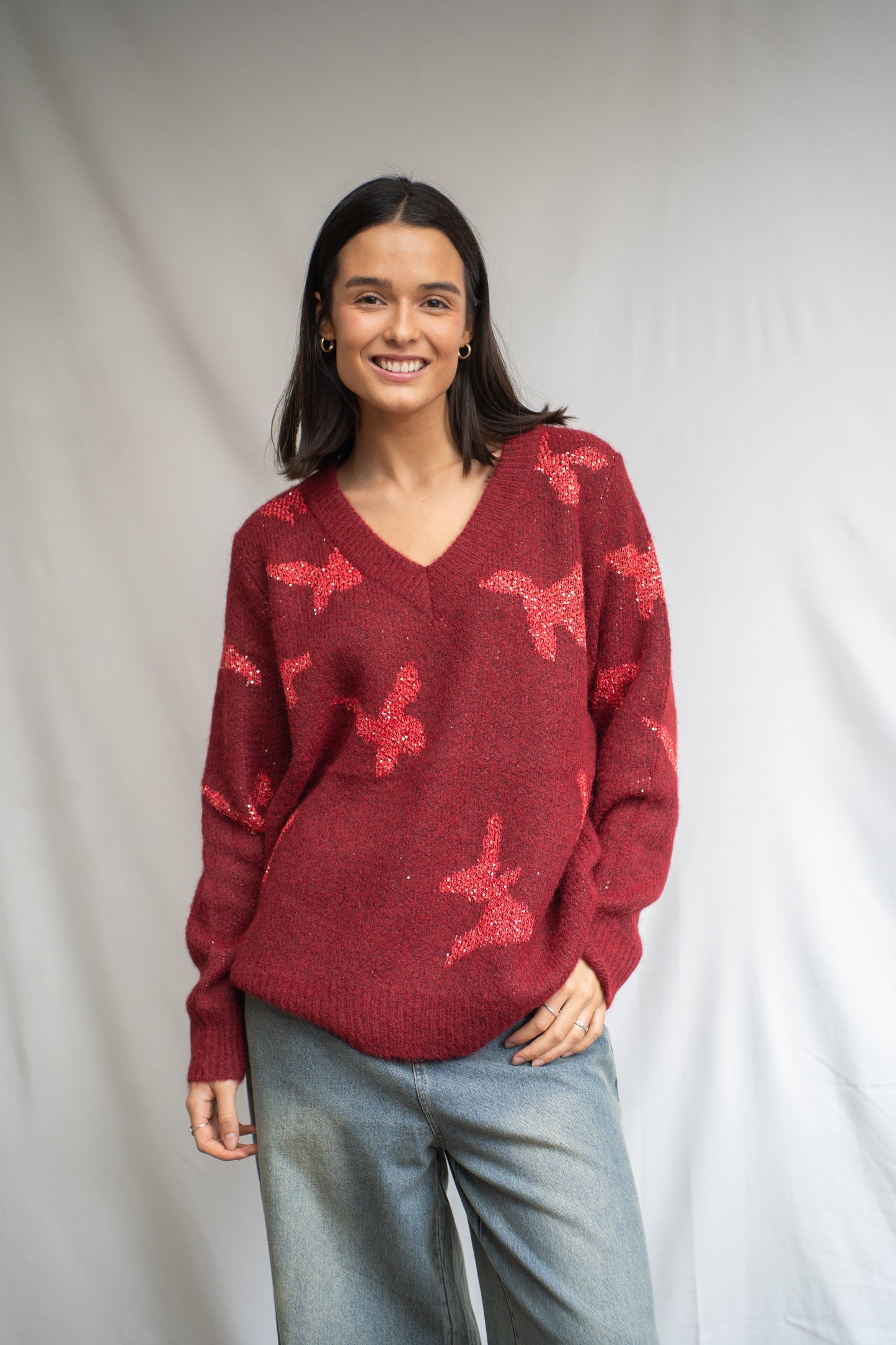 Sweater Niet Roja Aplicaciones