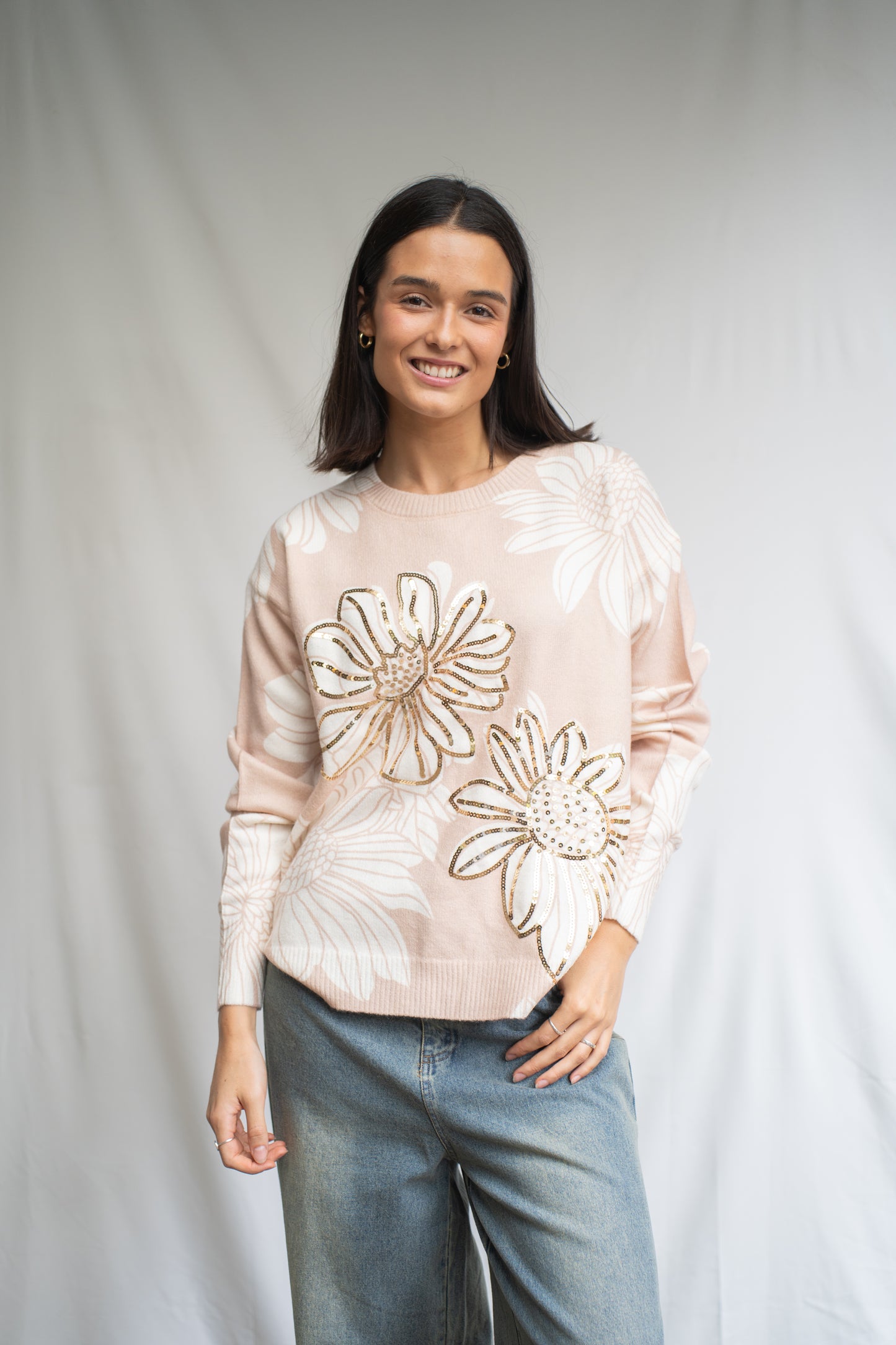 Sweater Luz Beige Flores
