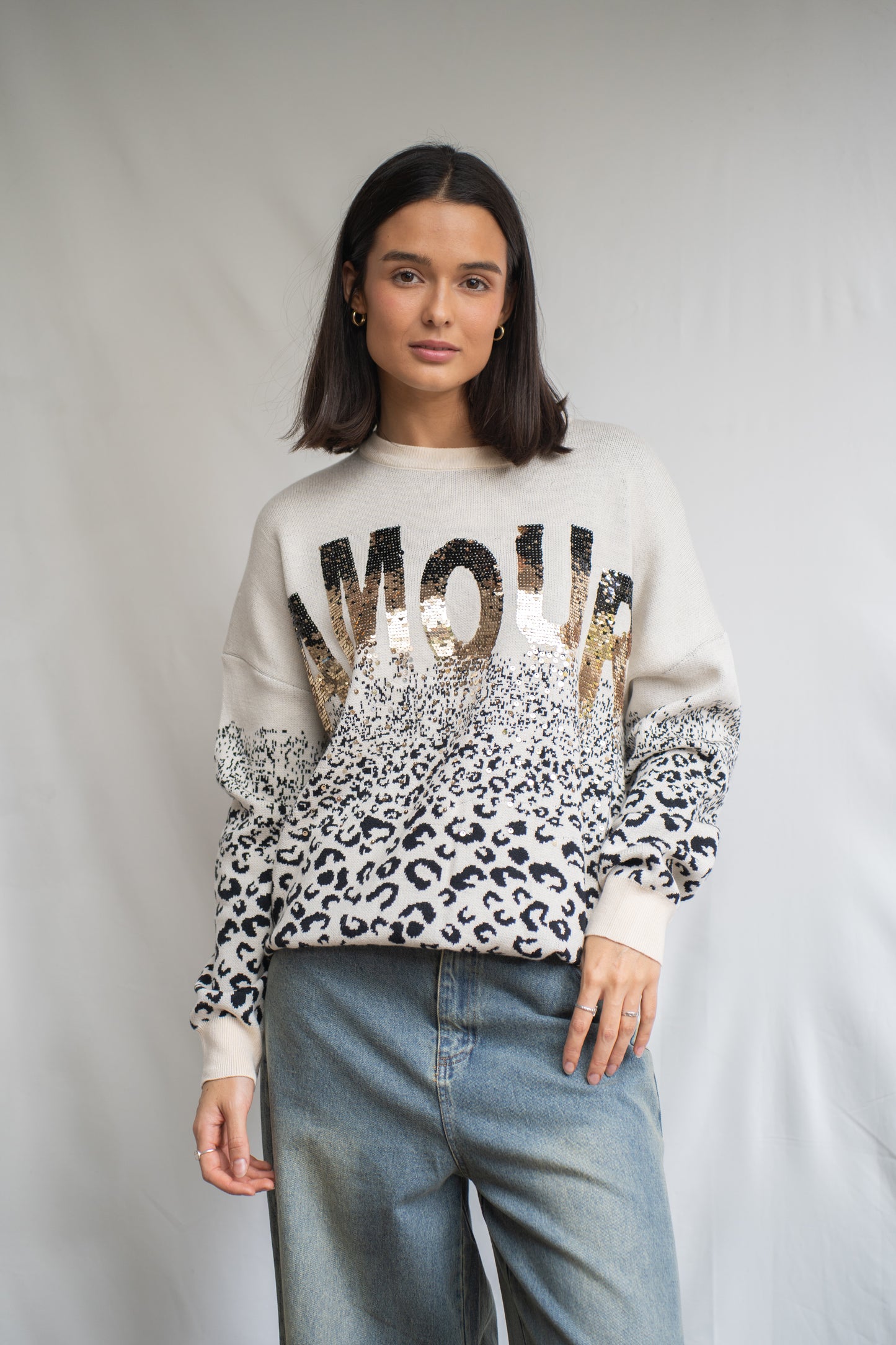 Sweater Amor Crema Lentejuelas