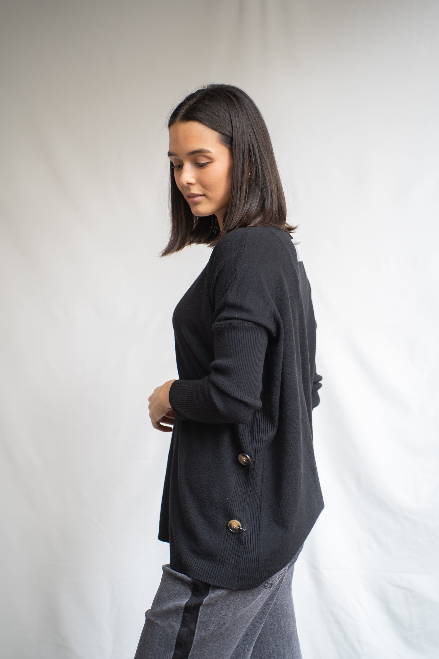 Sweater Botty Negro Botones
