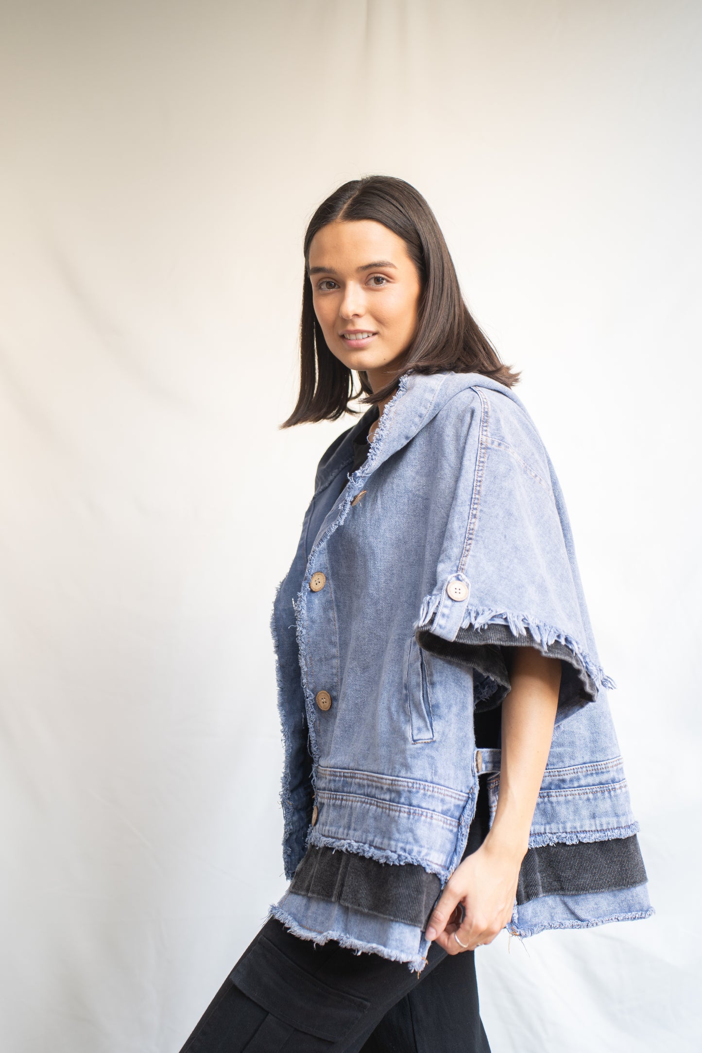 Chaqueta Poncho Pancha Azul
