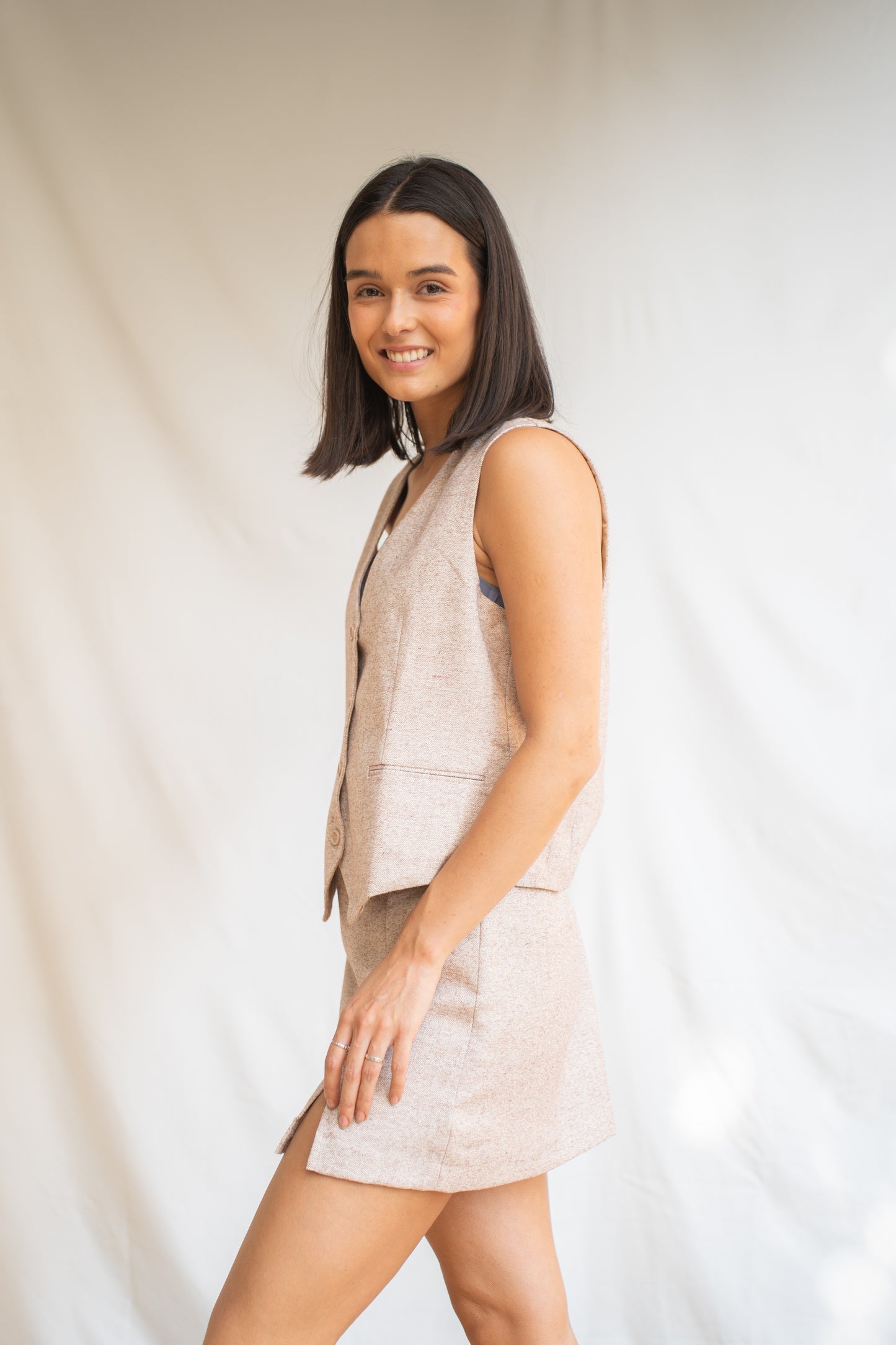 Falda Trapas Beige