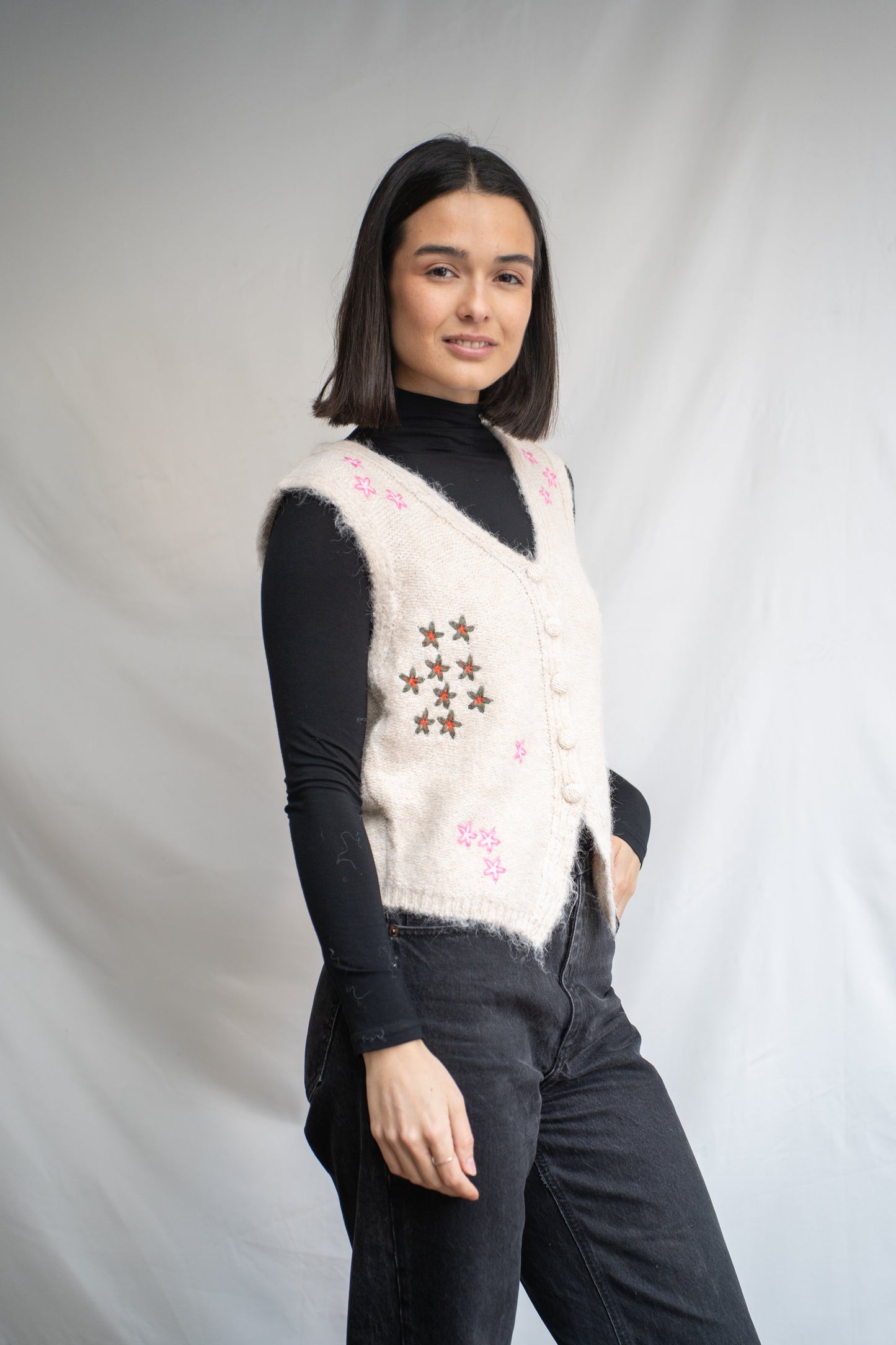 Vest Millaray Beige Flores