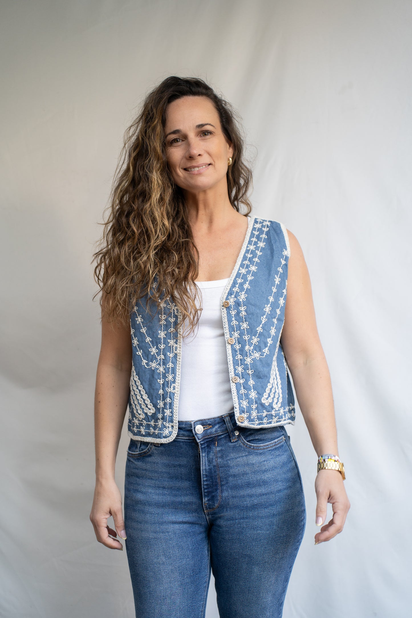 Gillet Canell Azul Bordado