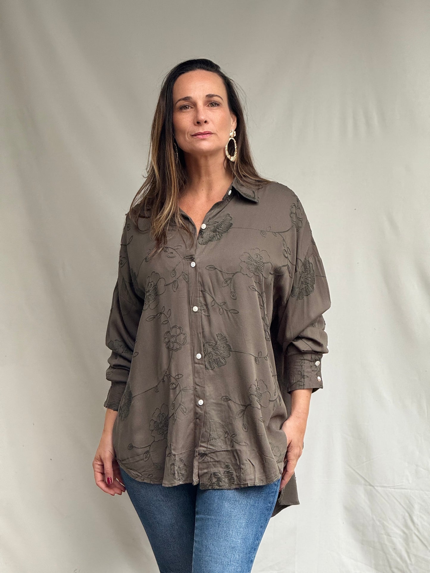 Blusa Rufina Verde Bordada