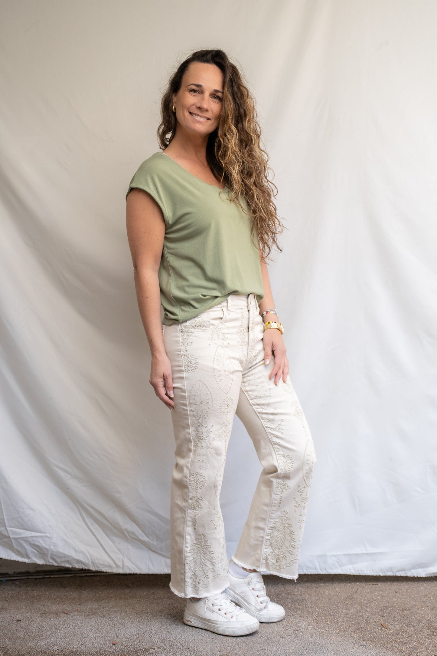Pantalón Luzma Beige Bordado