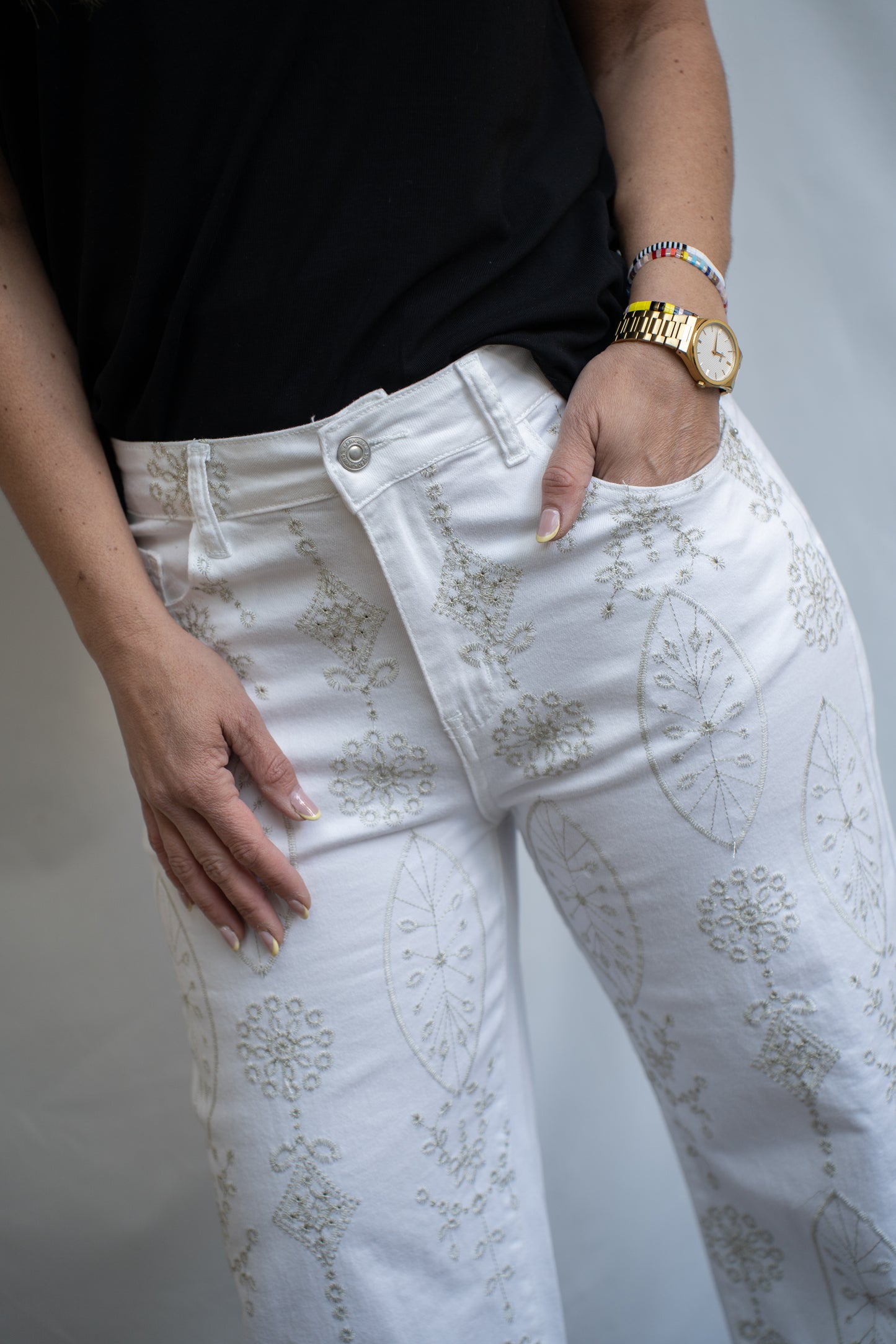 Pantalon Luzma Blanco Bordado