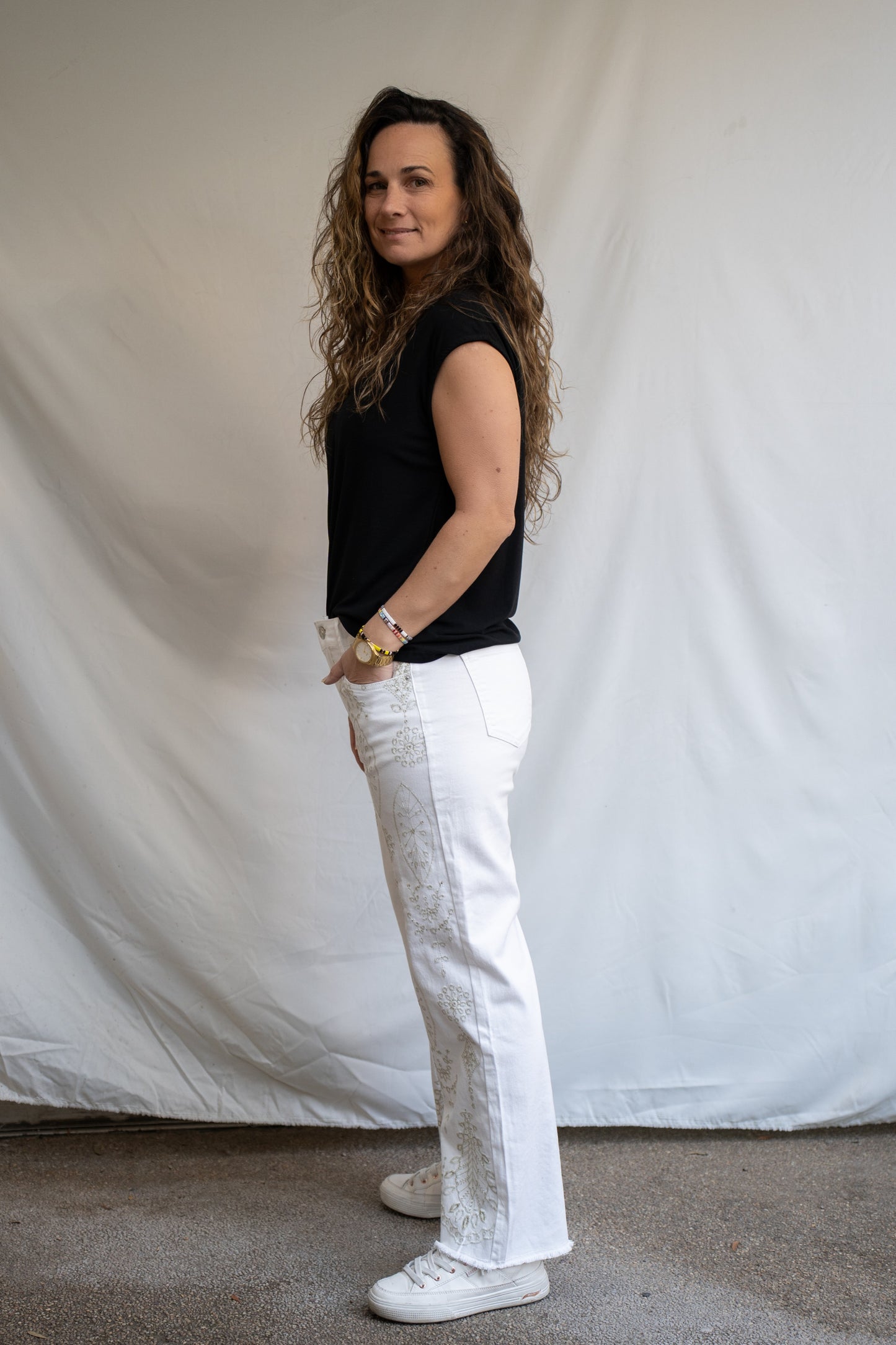 Pantalon Luzma Blanco Bordado