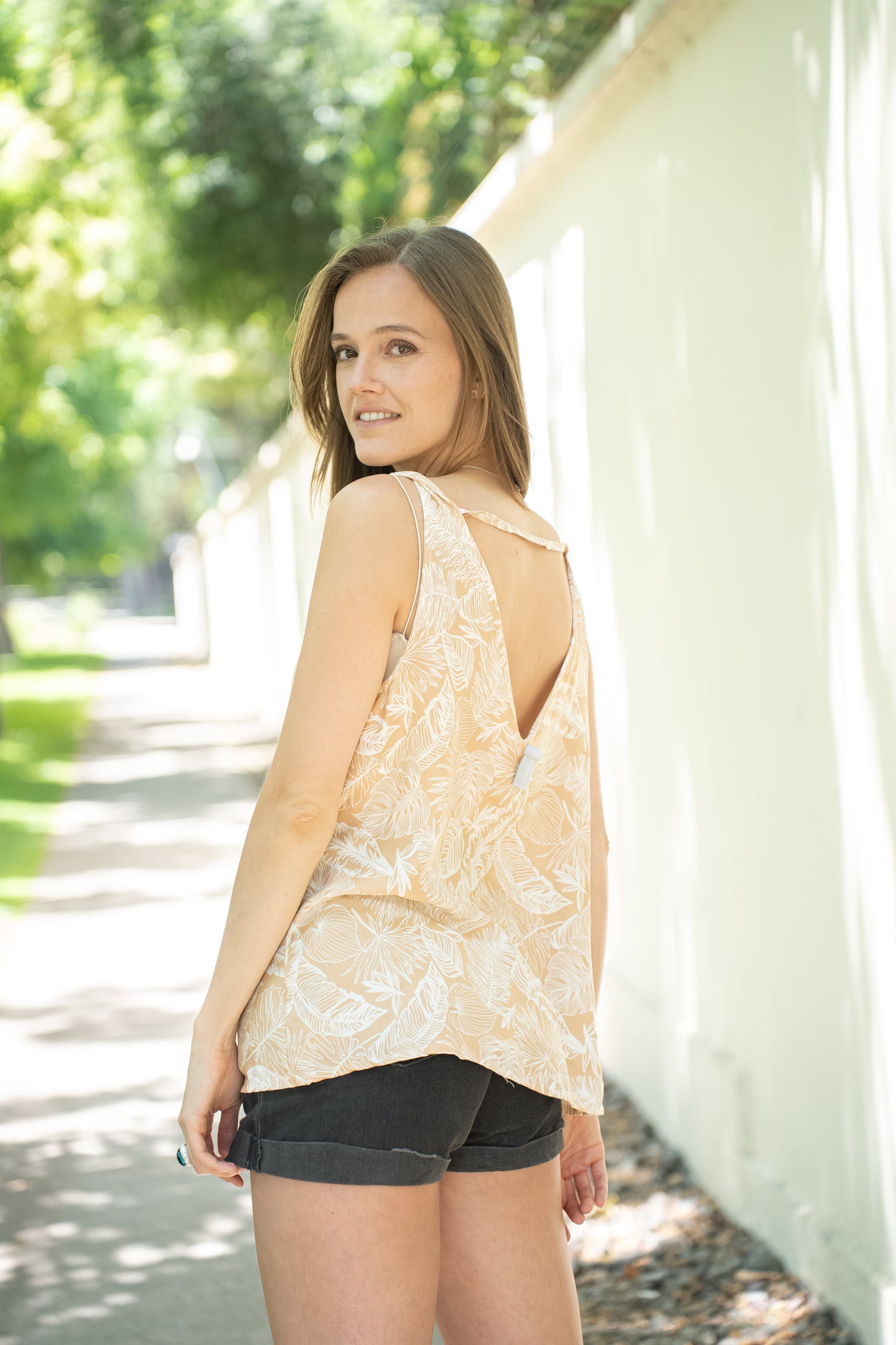 Polera Mica Camel Estampada