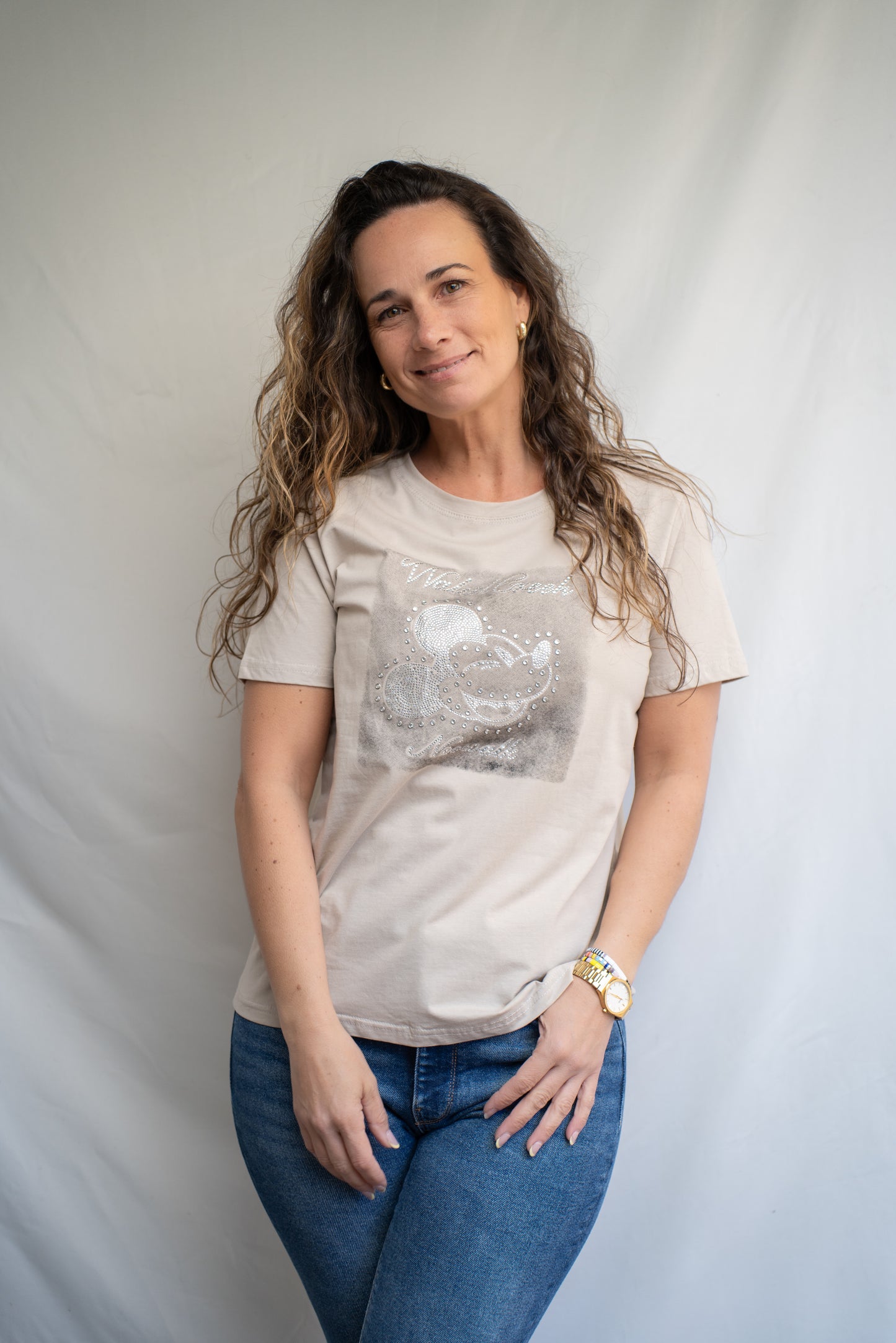 Polera Mik Beige Brillos