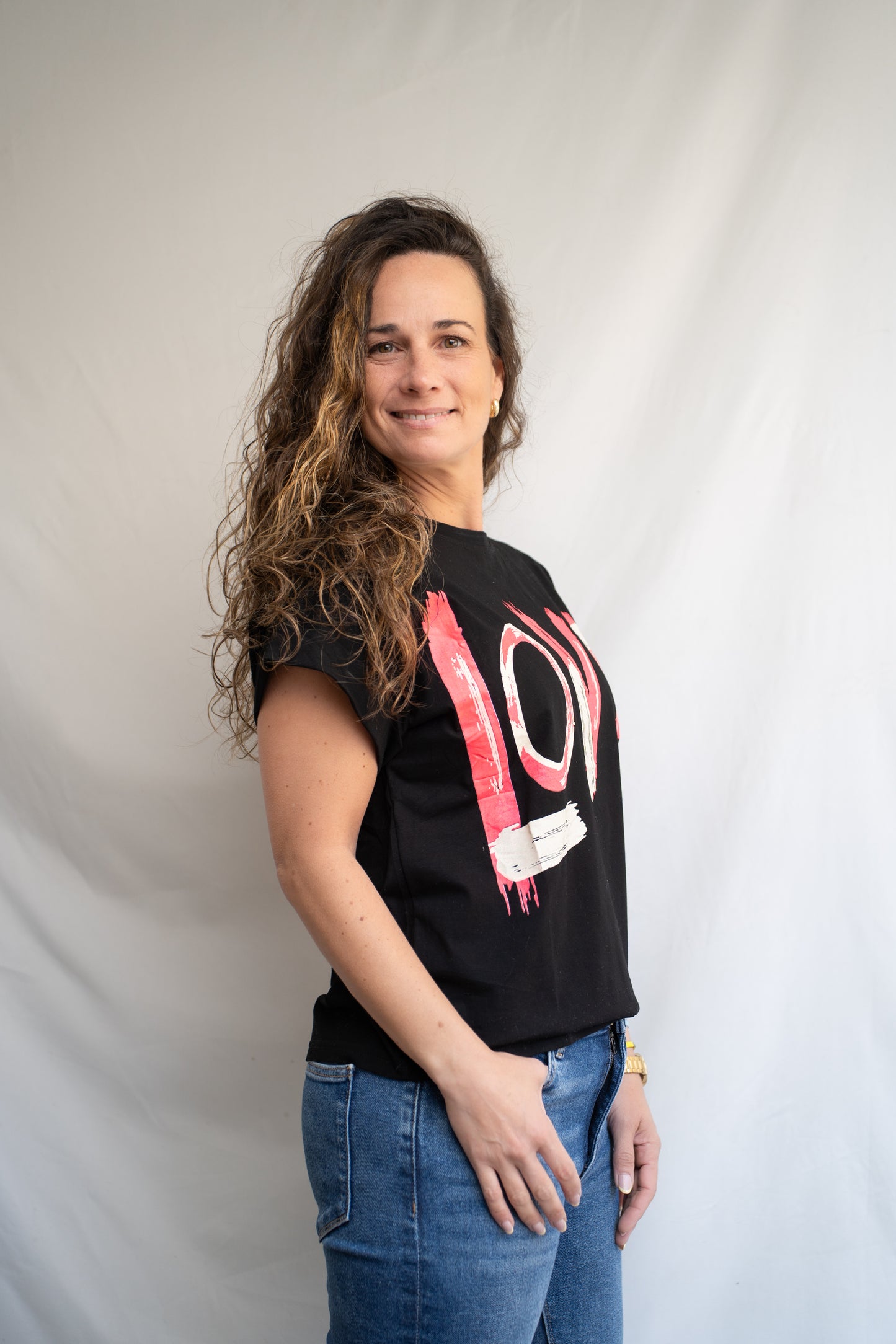 Polera Moor Negra Estampada