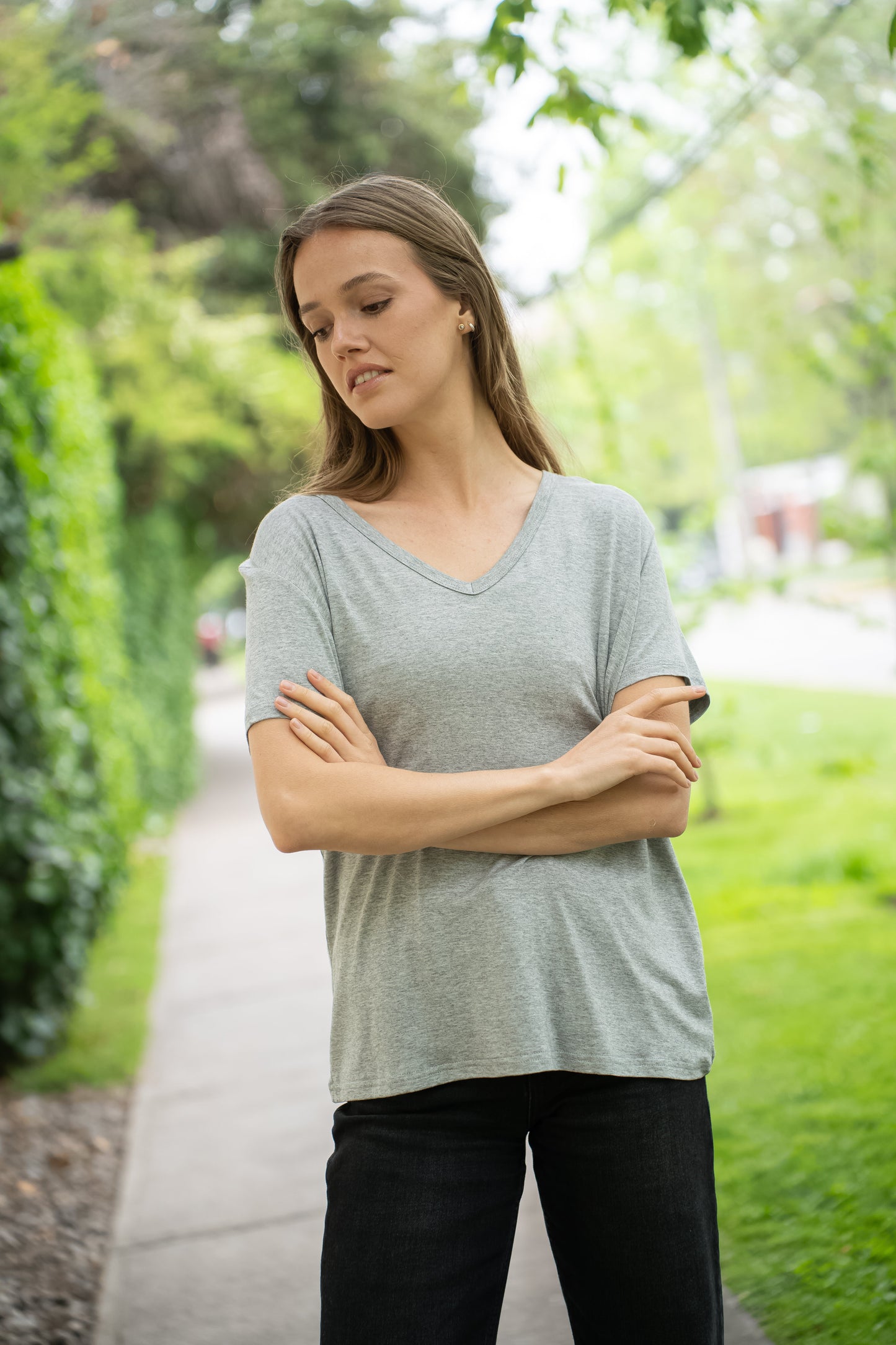 Polera Peach Gris Básica