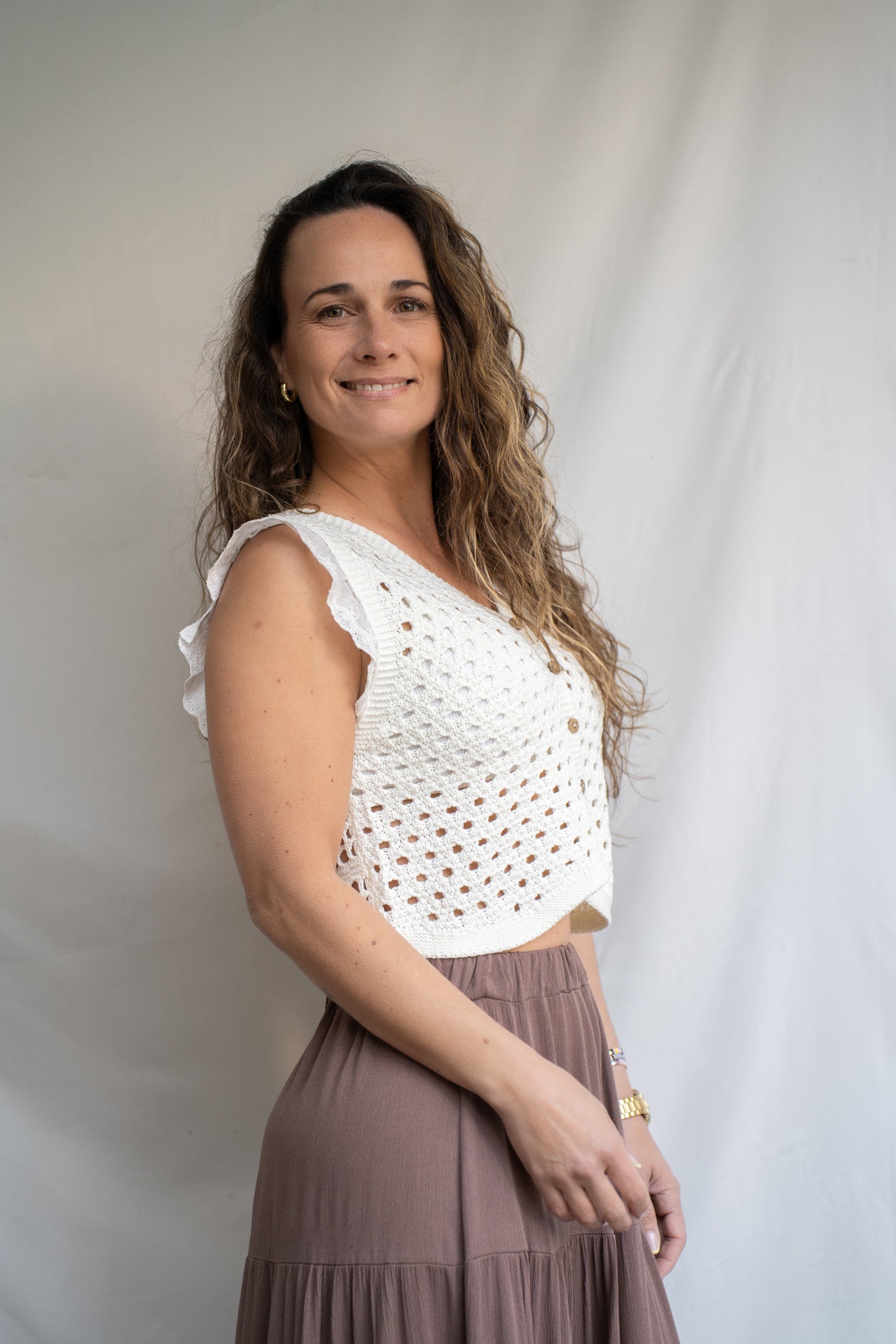 Polera Raquel Crema Tejido