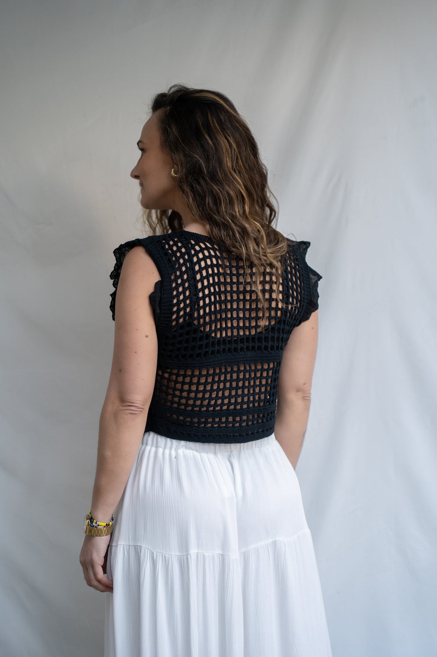 Polera Raquel Negro Tejido
