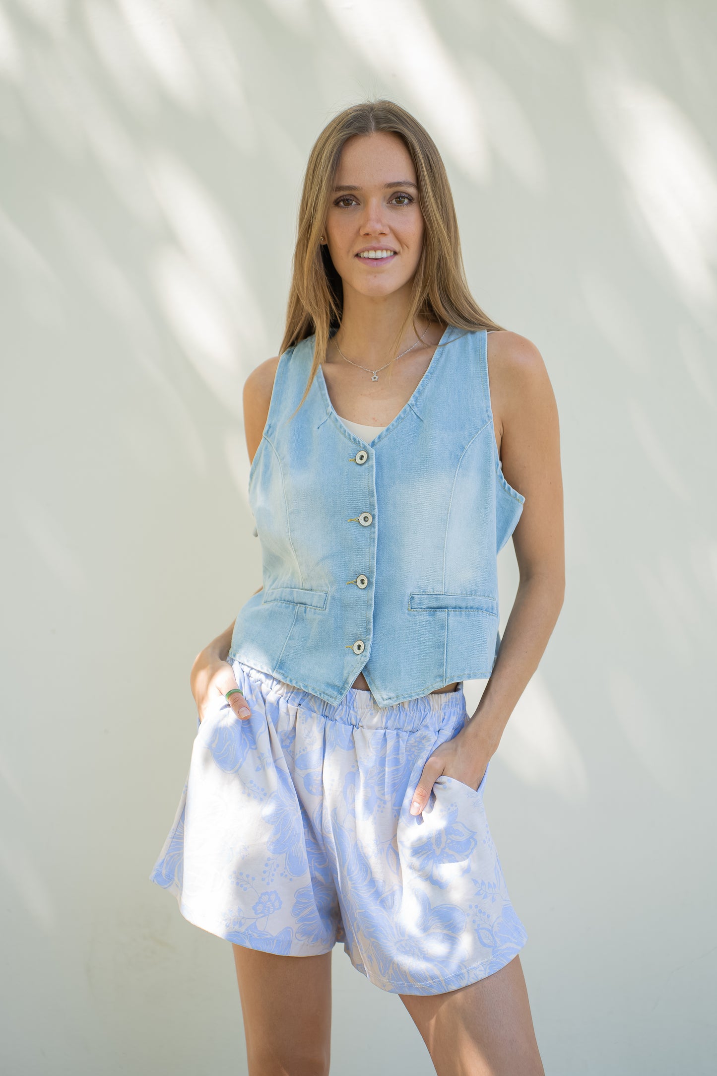Short Puri Celeste Estampado