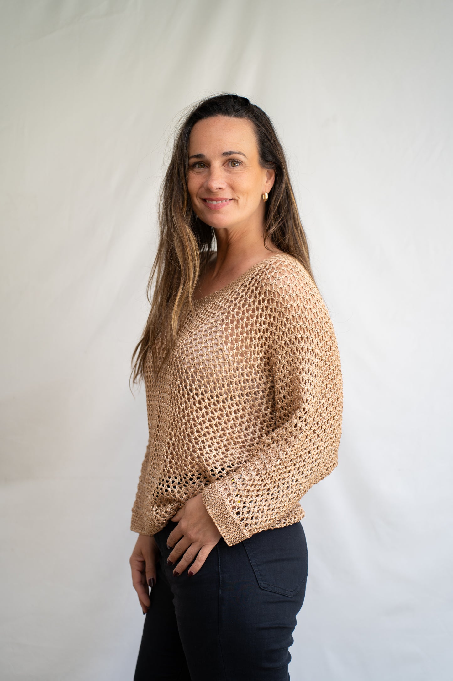 Sweater Panal Beige Brillante