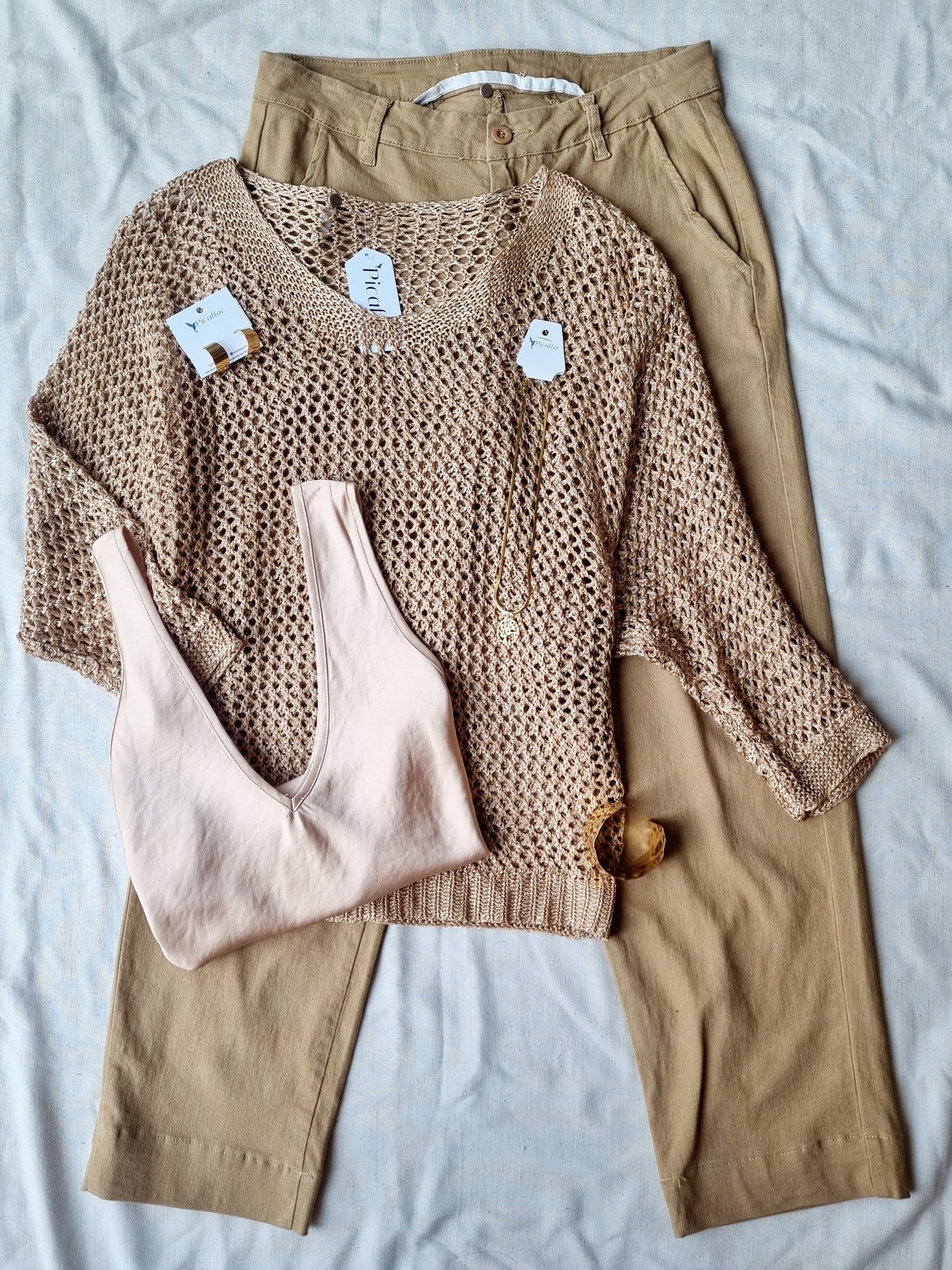 Sweater Panal Beige Brillante