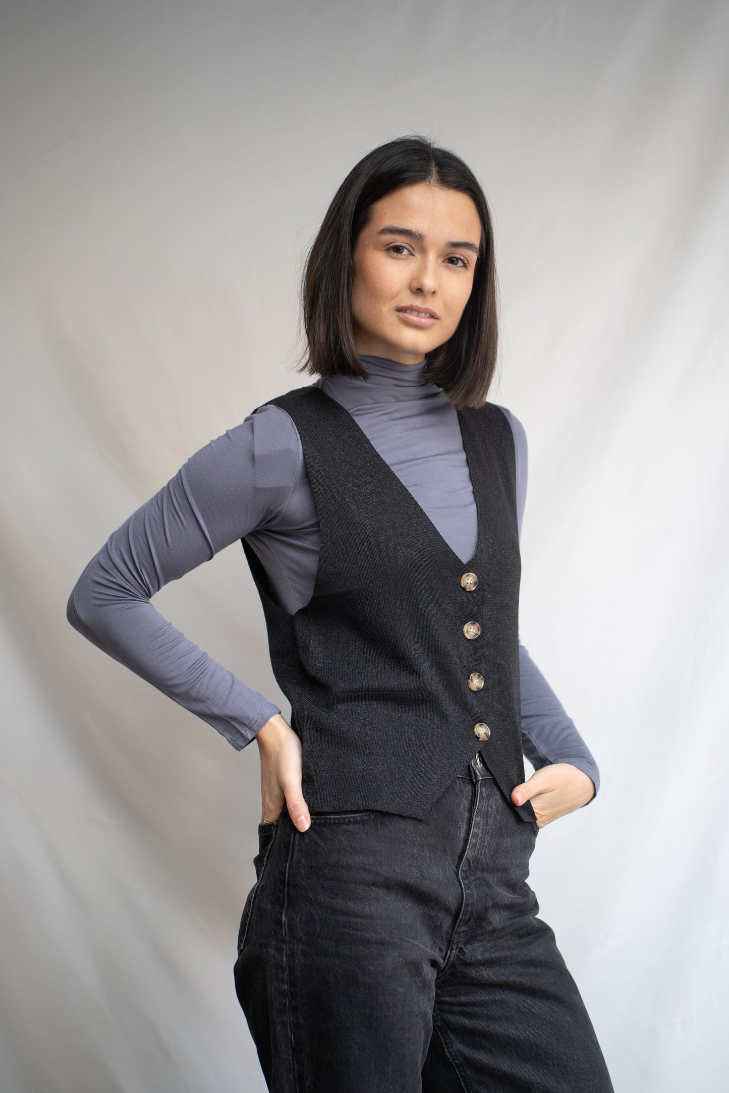 Vest Rosita Negro Brillos