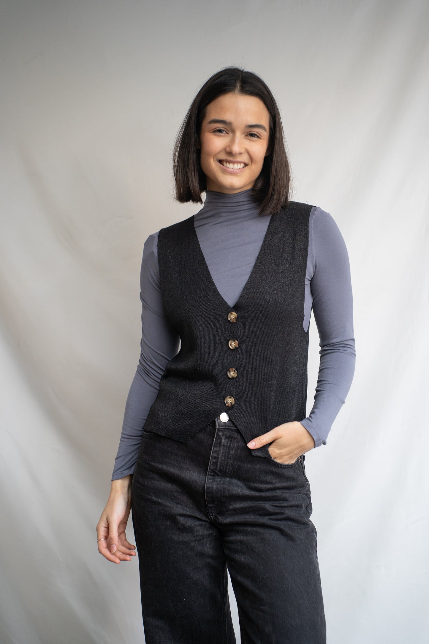 Vest Rosita Negro Brillos