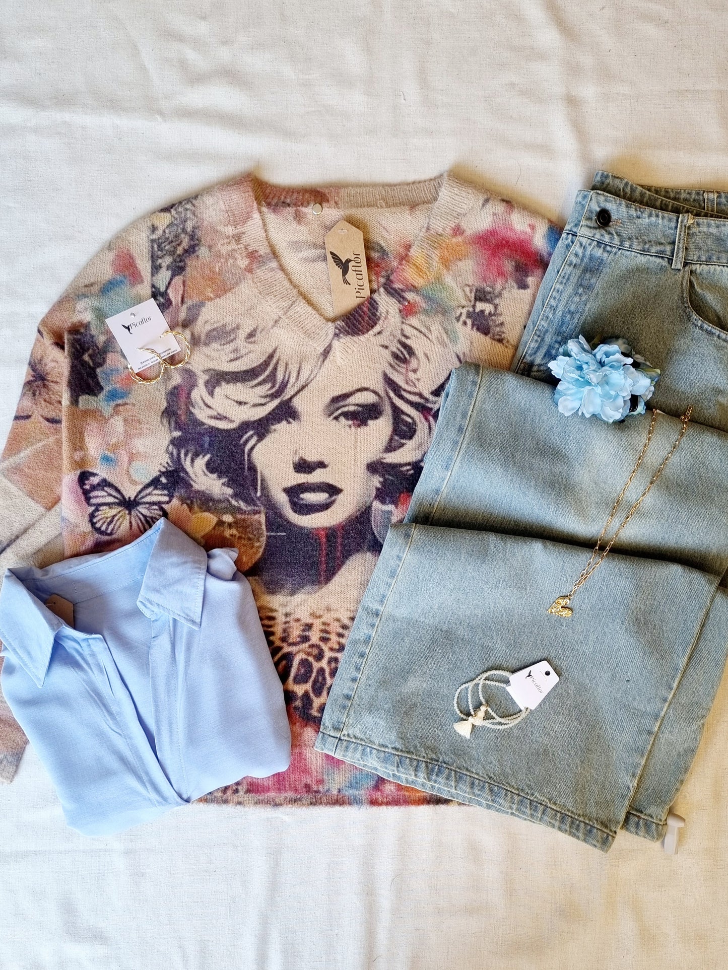 Sweater Marilyn Camel Estampado