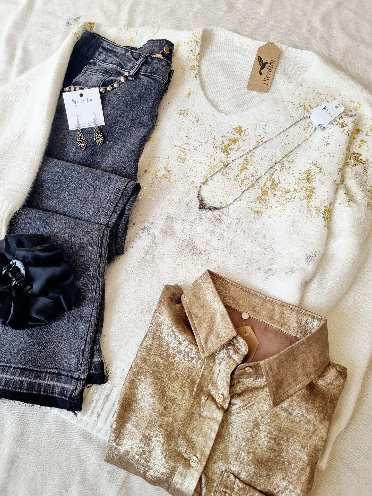 Sweater Peco Blanco Metálico