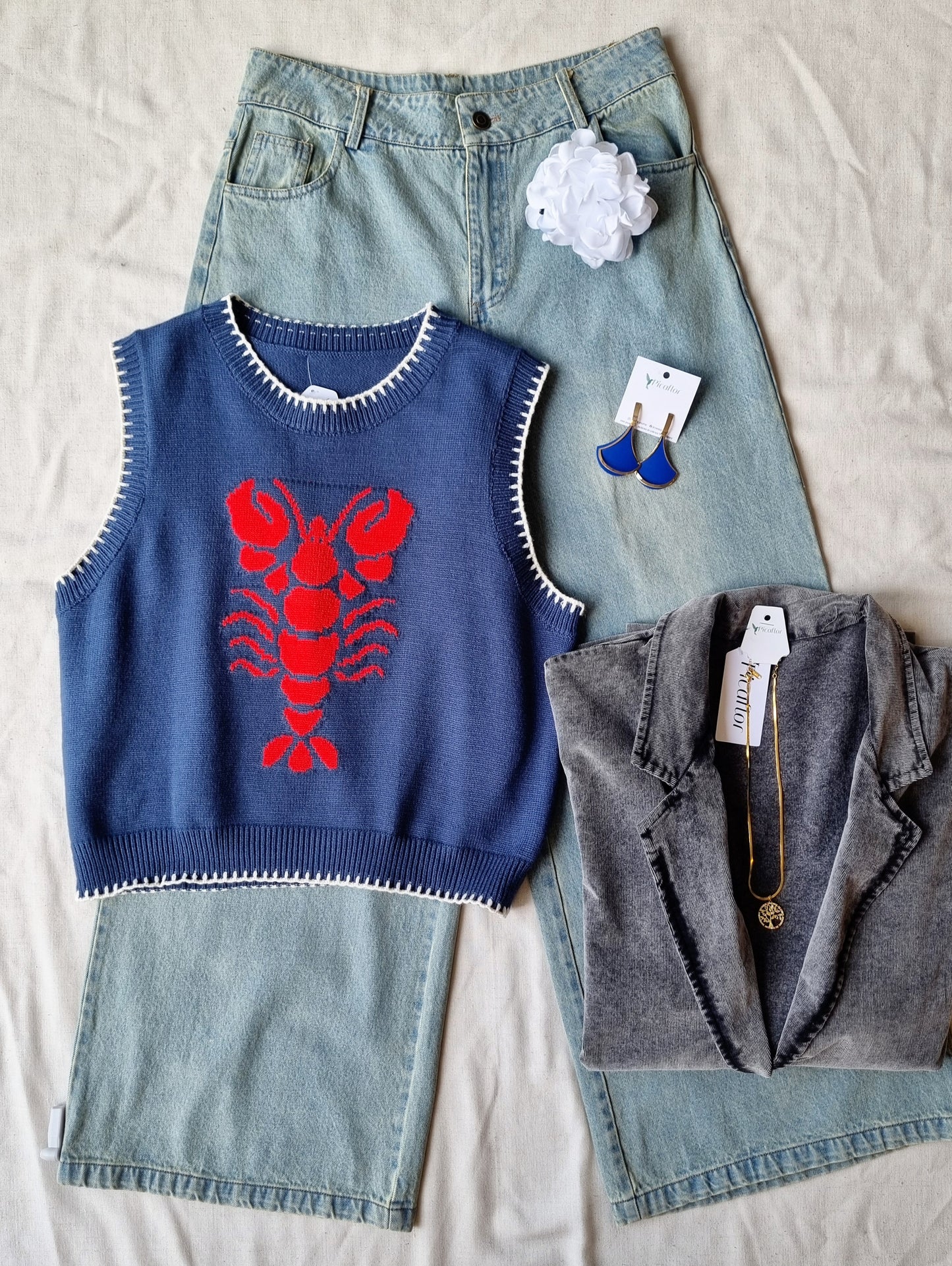 Polera West Azul Tejida