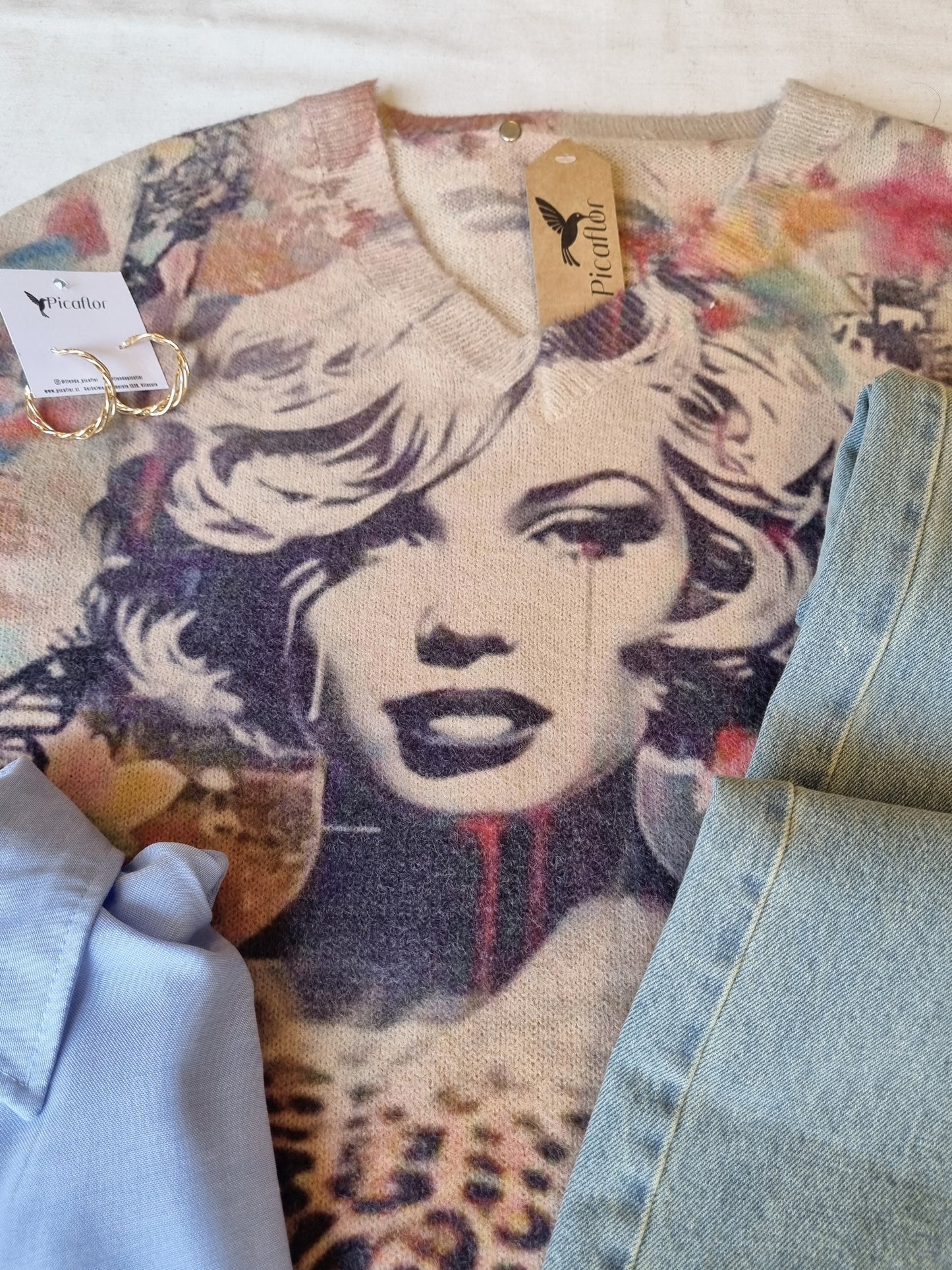Sweater Marilyn Camel Estampado