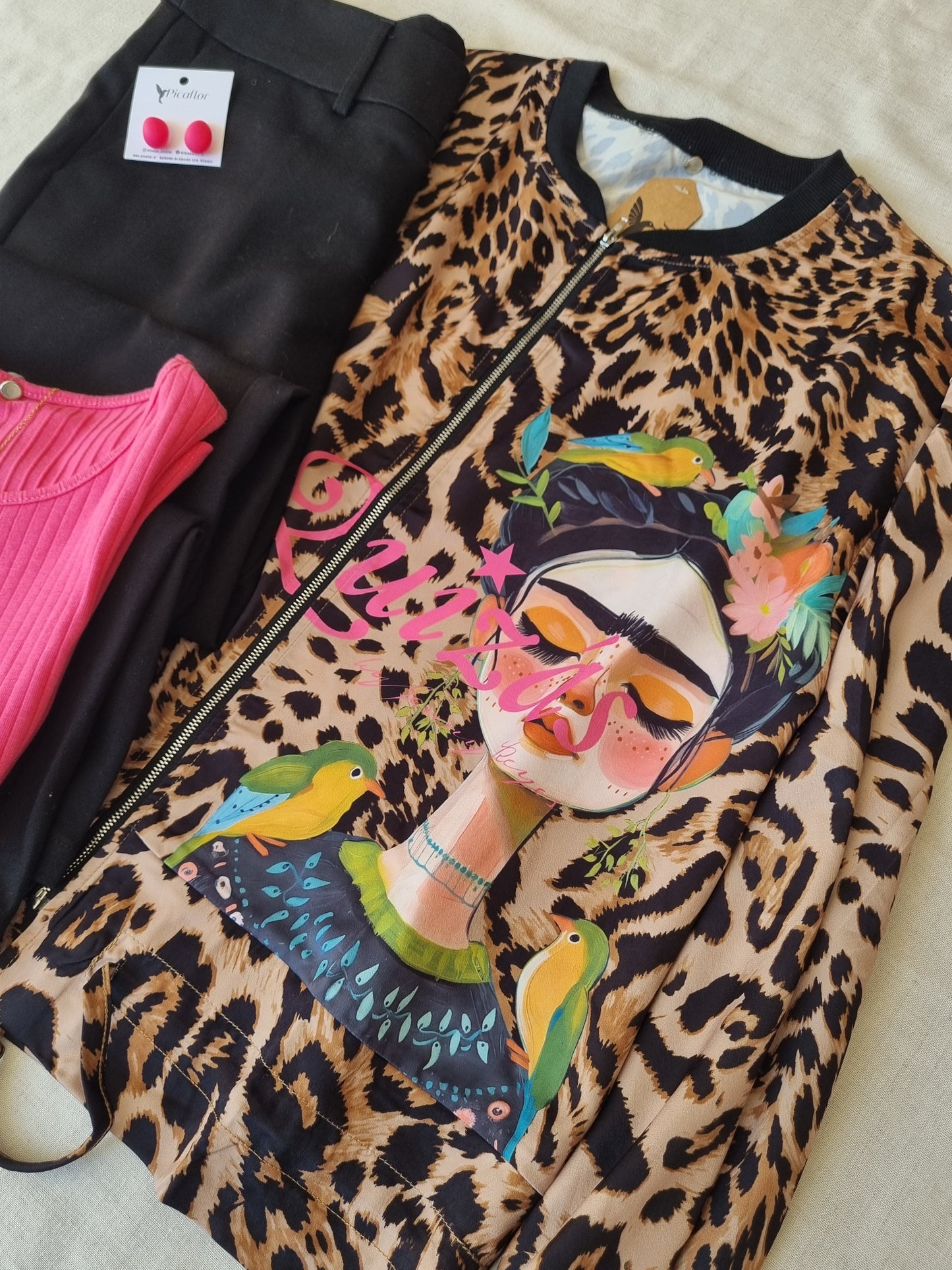 Bomber Mai Camel Print