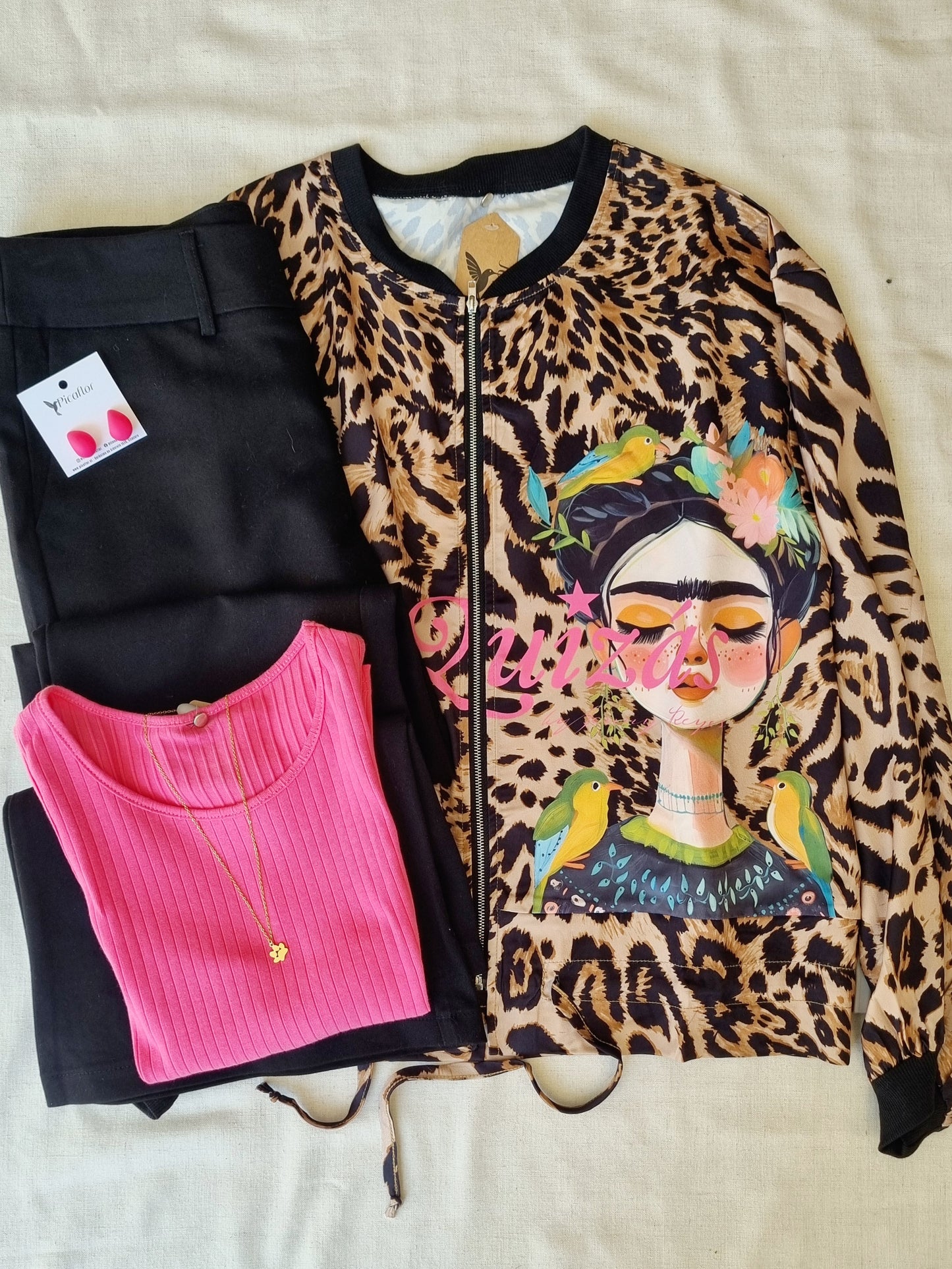 Bomber Mai Camel Print