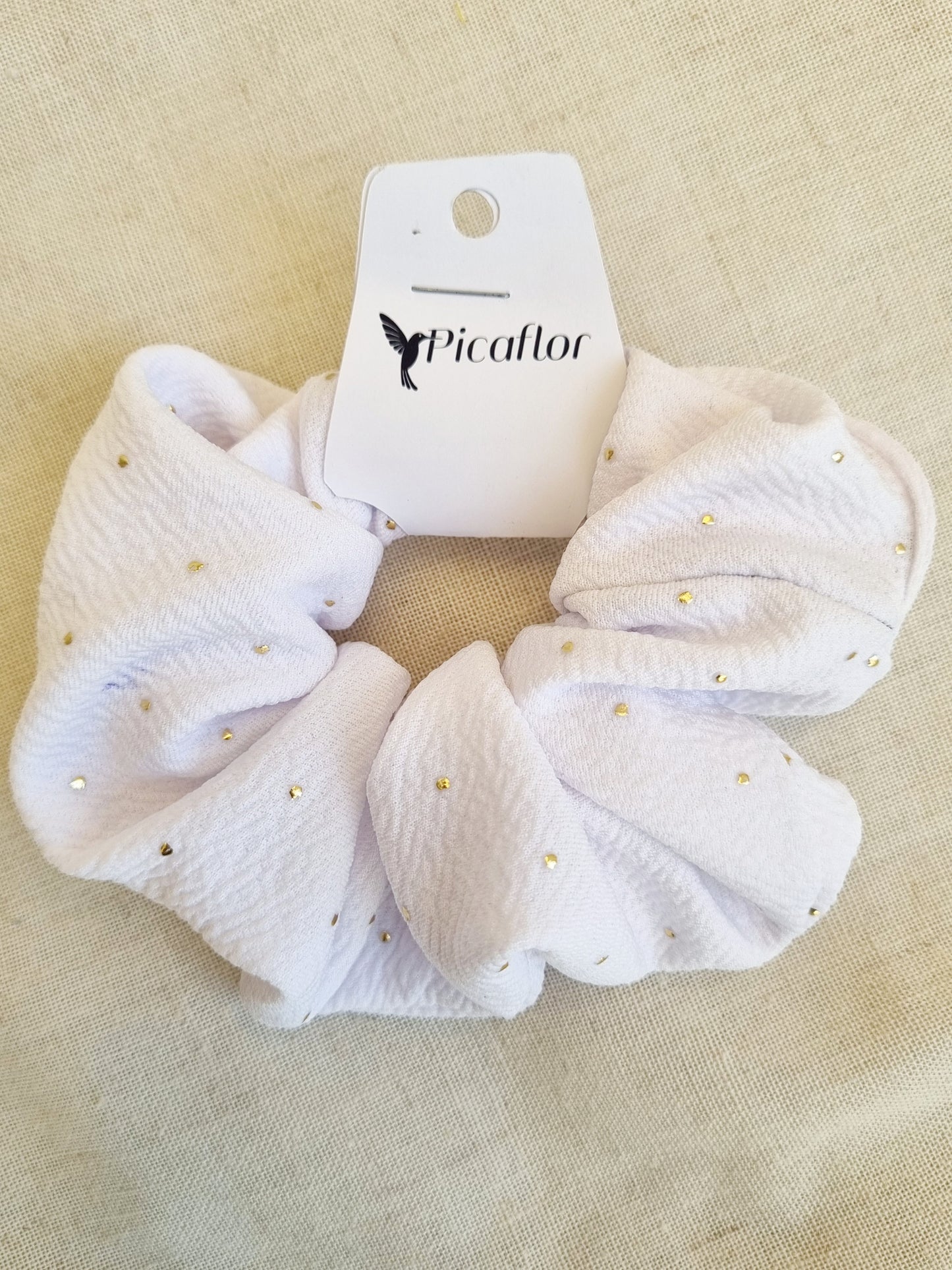 Scrunchie Disco Blanco Brillos