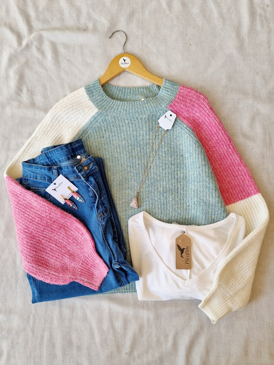 Sweater Josa Celeste Tricolor
