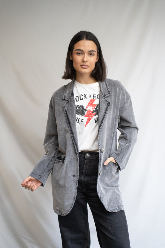 Blazer Úrsula Gris Cotelé-Chaqueta-Picaflor