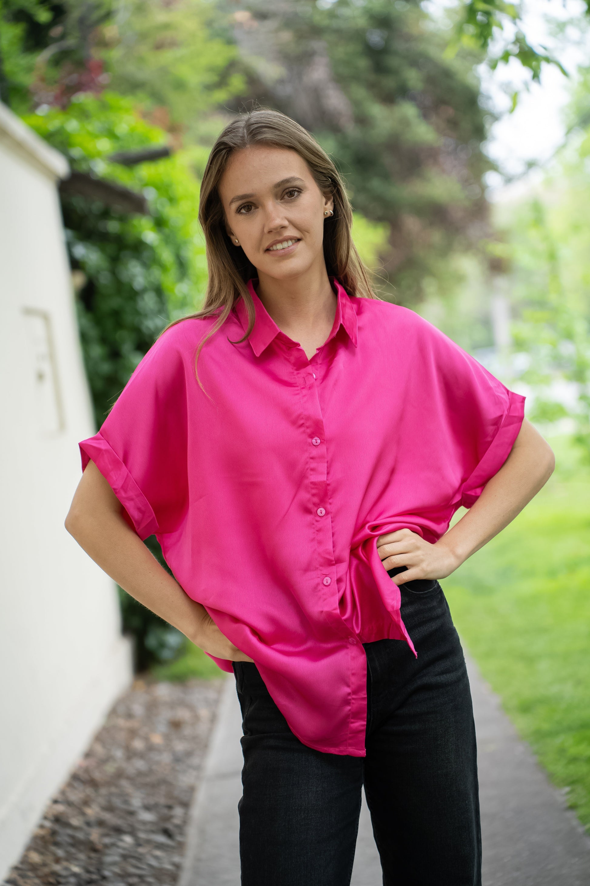 Blusa Fer Magenta Satinada