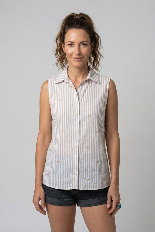 Blusa Heart Beige Bordada