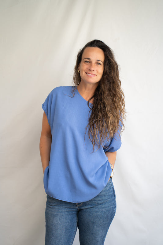 Blusa lino Lara Azul