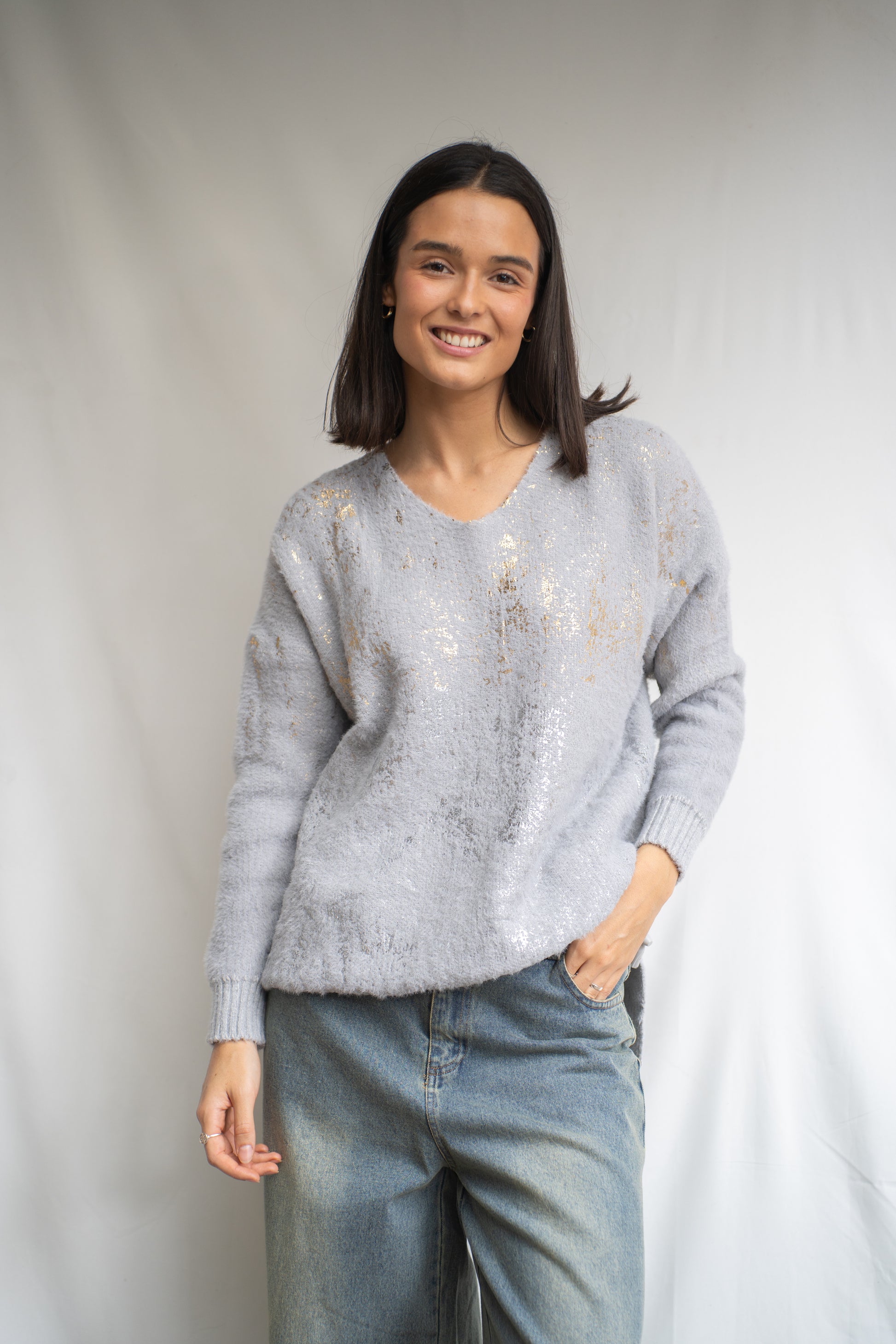 Sweater Peco Gris Metálico