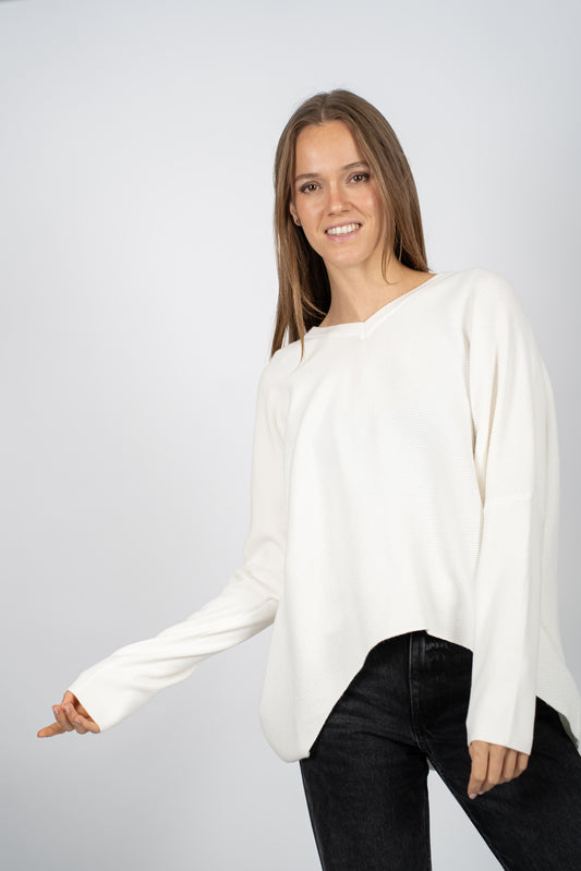 Sweater Linar Blanco Básico