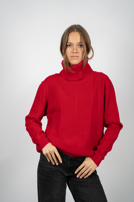 Sweater Cutri Rojo Trenzado