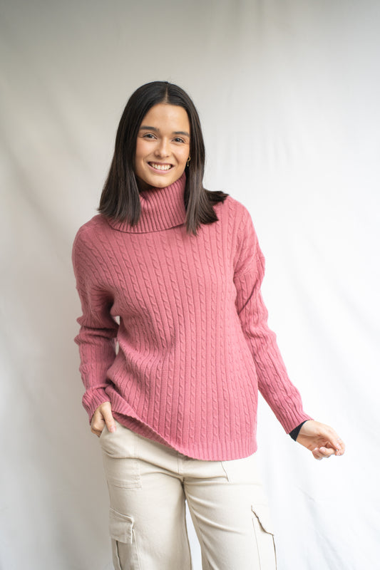 Sweater Polka Burdeo Trenzado