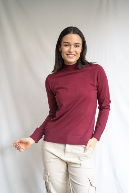 Sweater Xime Burdeo Básico